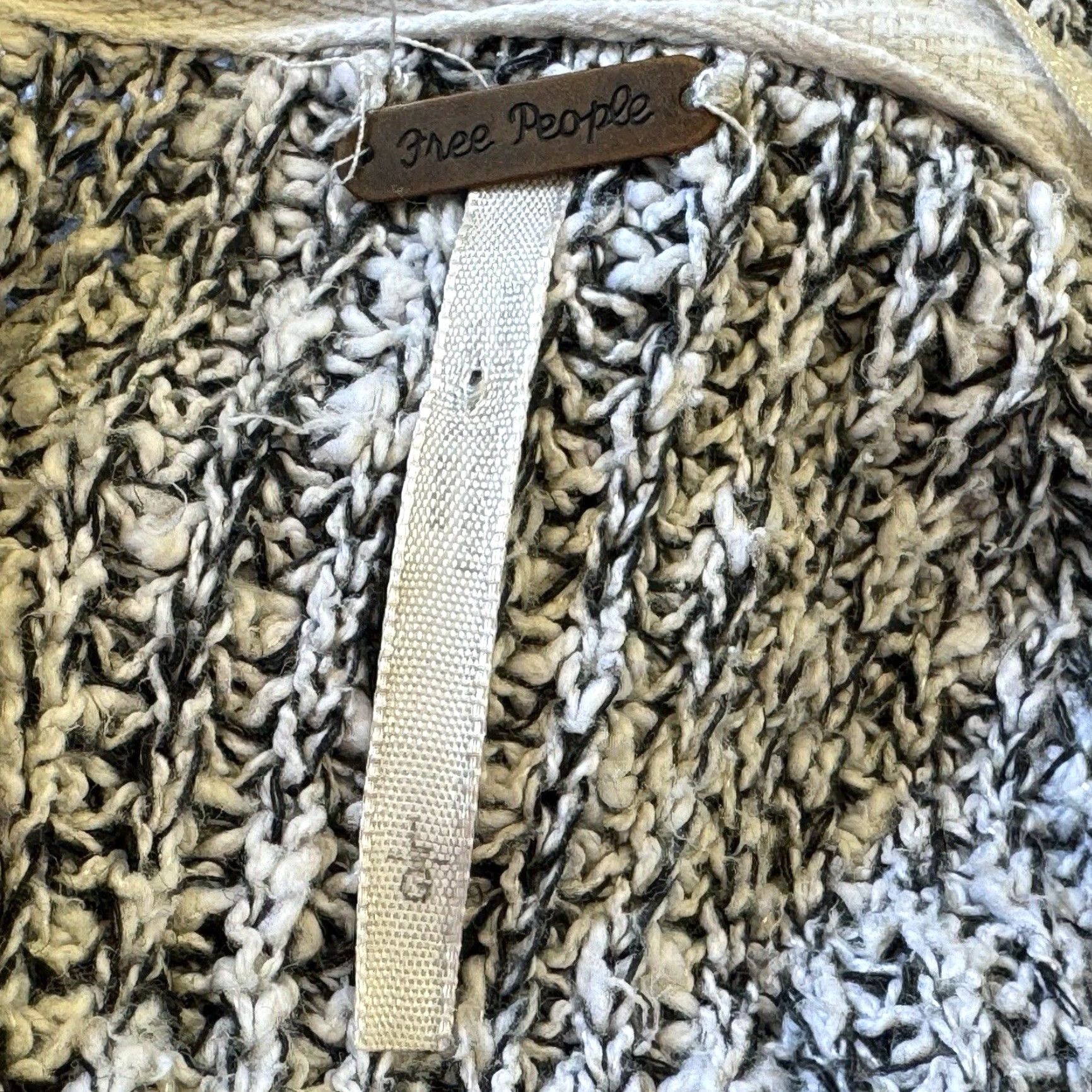 Free People Free People Sweater Pullover Long Sleeve White Black Cotton Blend Knit Sz Large Size L / US 10 / IT 46 - 6 Thumbnail