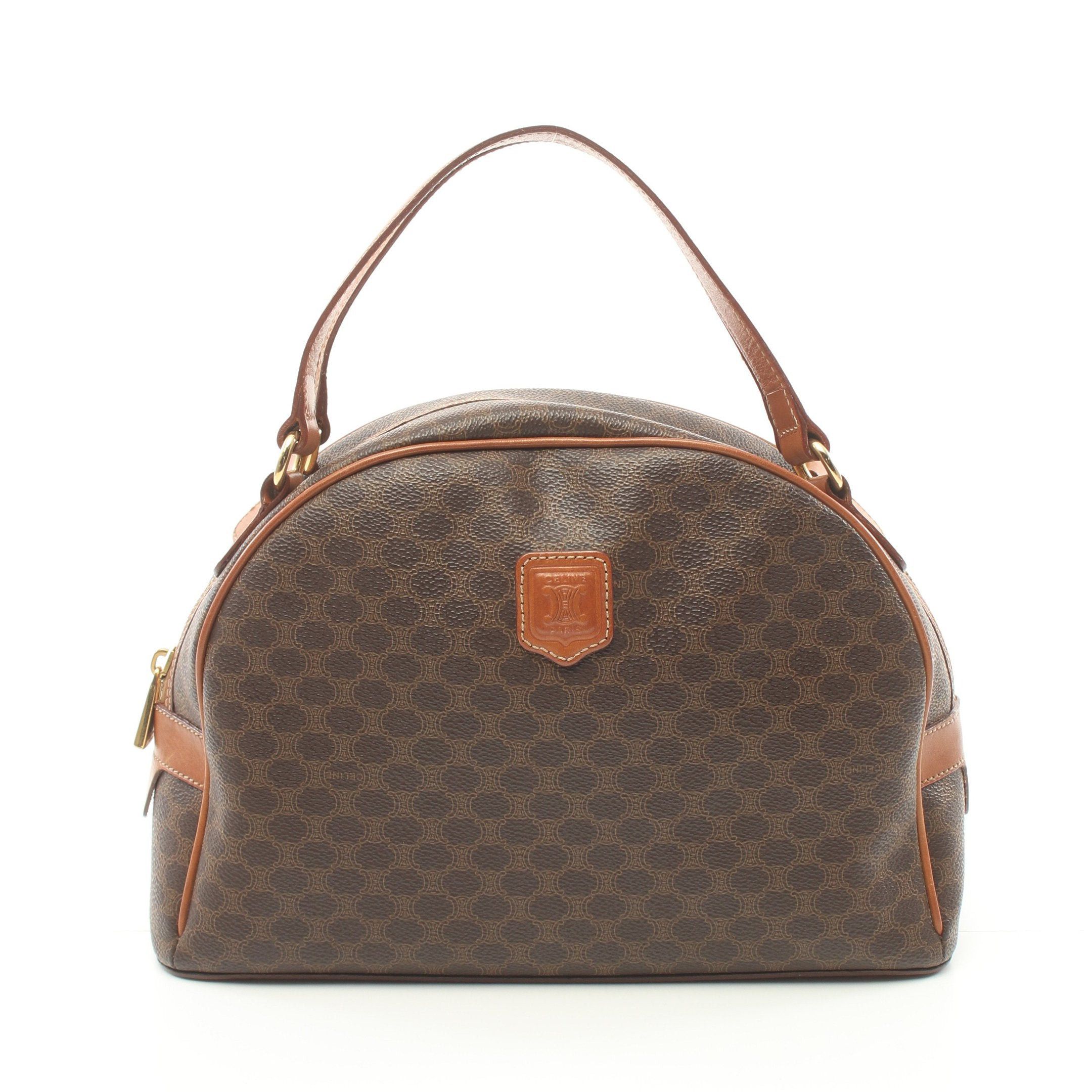 image of Celine Macadam Handbag Pvc Leather Dark Brown Brown, Women's