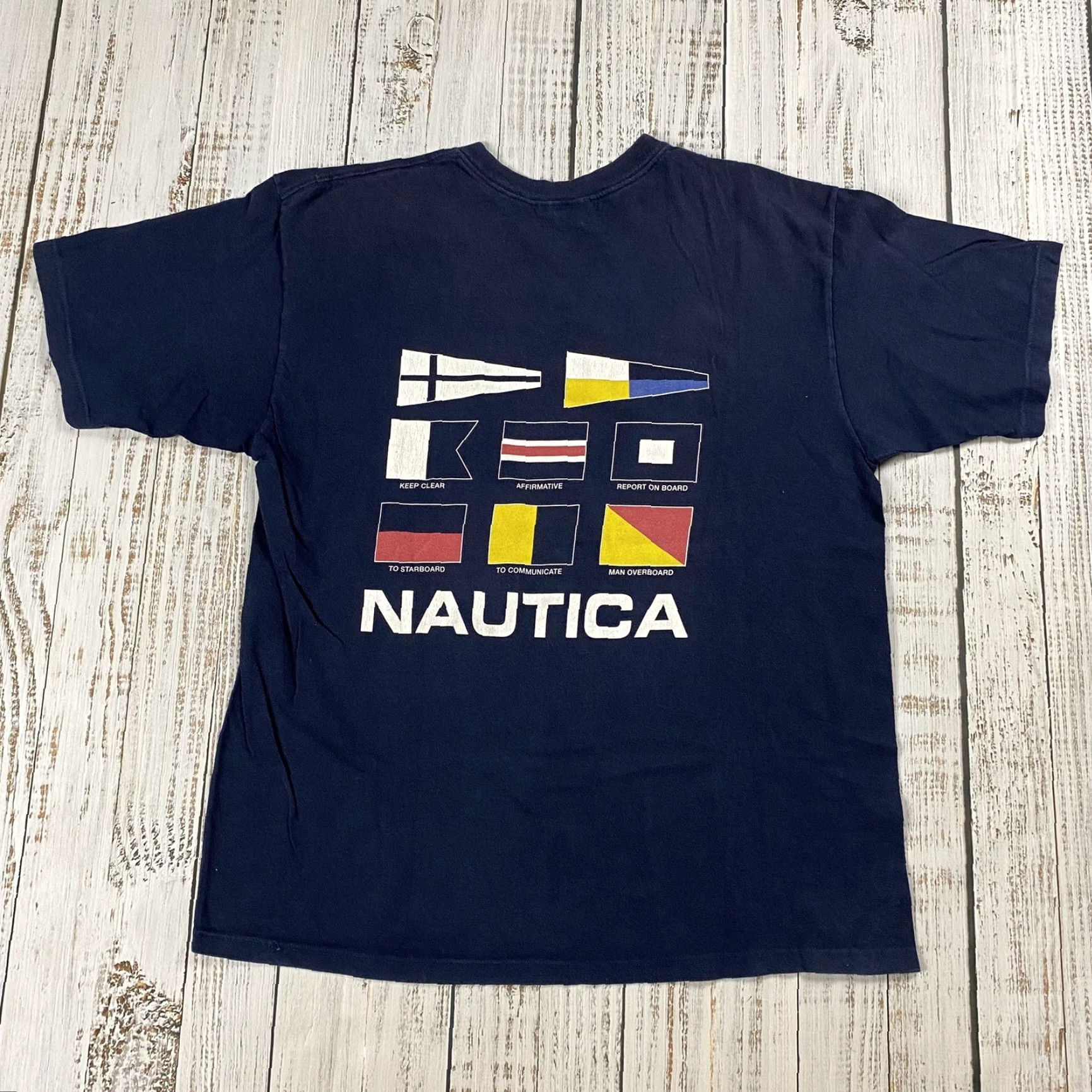 Nautica VINTAGE Nautica 90s Nautical Flag Graphic T-Shirt Black Adult L Sailing Mens Size US L / EU 52-54 / 3 - 4 Thumbnail