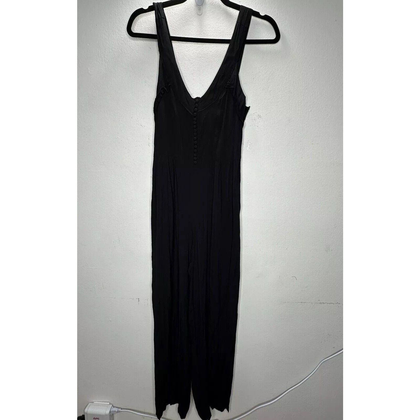 Other Taylor & Sage Black V Neck Button Front Wide Leg Jumpsuit S Size 26" / US 2 / IT 38 - 3 Thumbnail