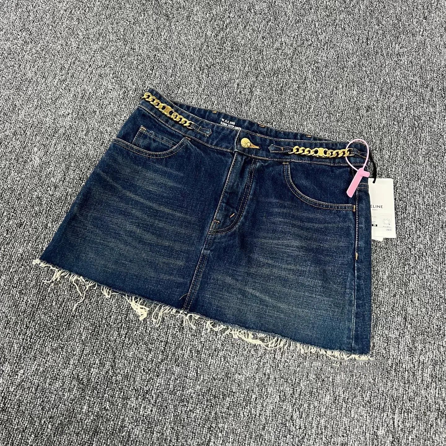 Celine CELINE Metal chain; denim skirt| Size 26" / US 2 / IT 38 - 3 Thumbnail