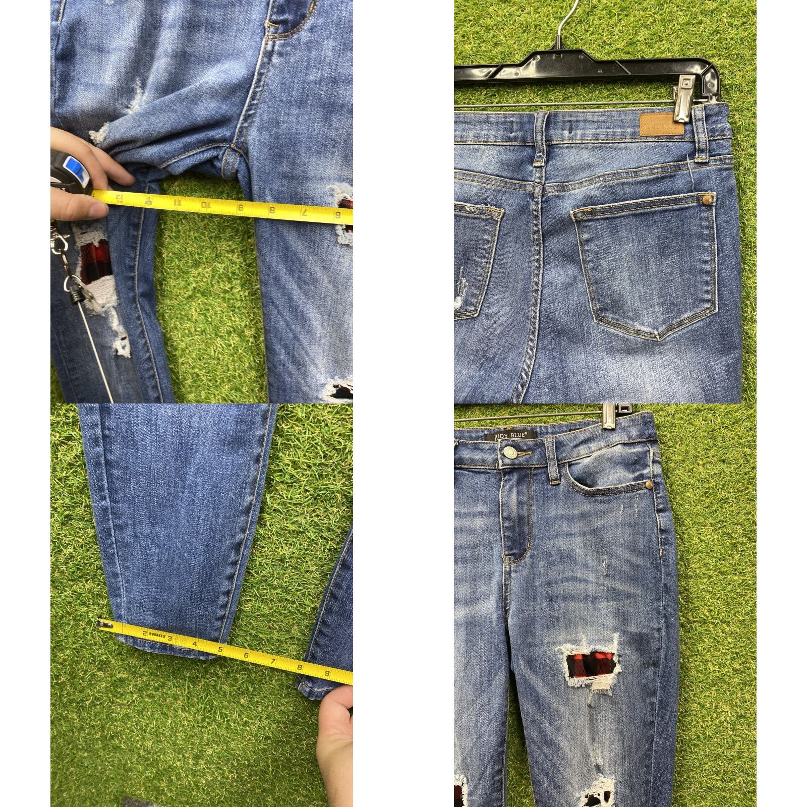 Vintage Judy Blue Jeans Womens Skinny 7/28 Buffalo Plaid Distressed Holes Stretch Denim Blue 28 Inseam 5-Pocket Logo Casual Mens? Size 28" / US 6 / IT 42 - 8 Thumbnail