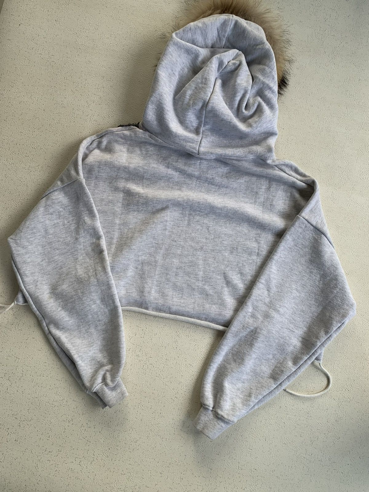 Japanese Brand CRAZY DISTRESSED FUR HOODIE F.ILLUMINATE BOXY CROP FIT Size US M / EU 48-50 / 2 - 18 Thumbnail