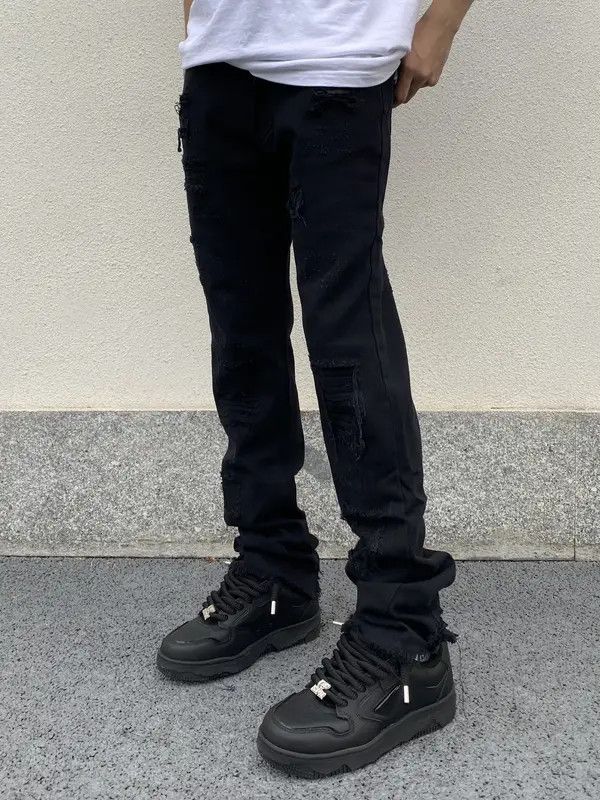 VIBE punk flared damaged ripped jeans Size US 32 / EU 48 - 2 Thumbnail