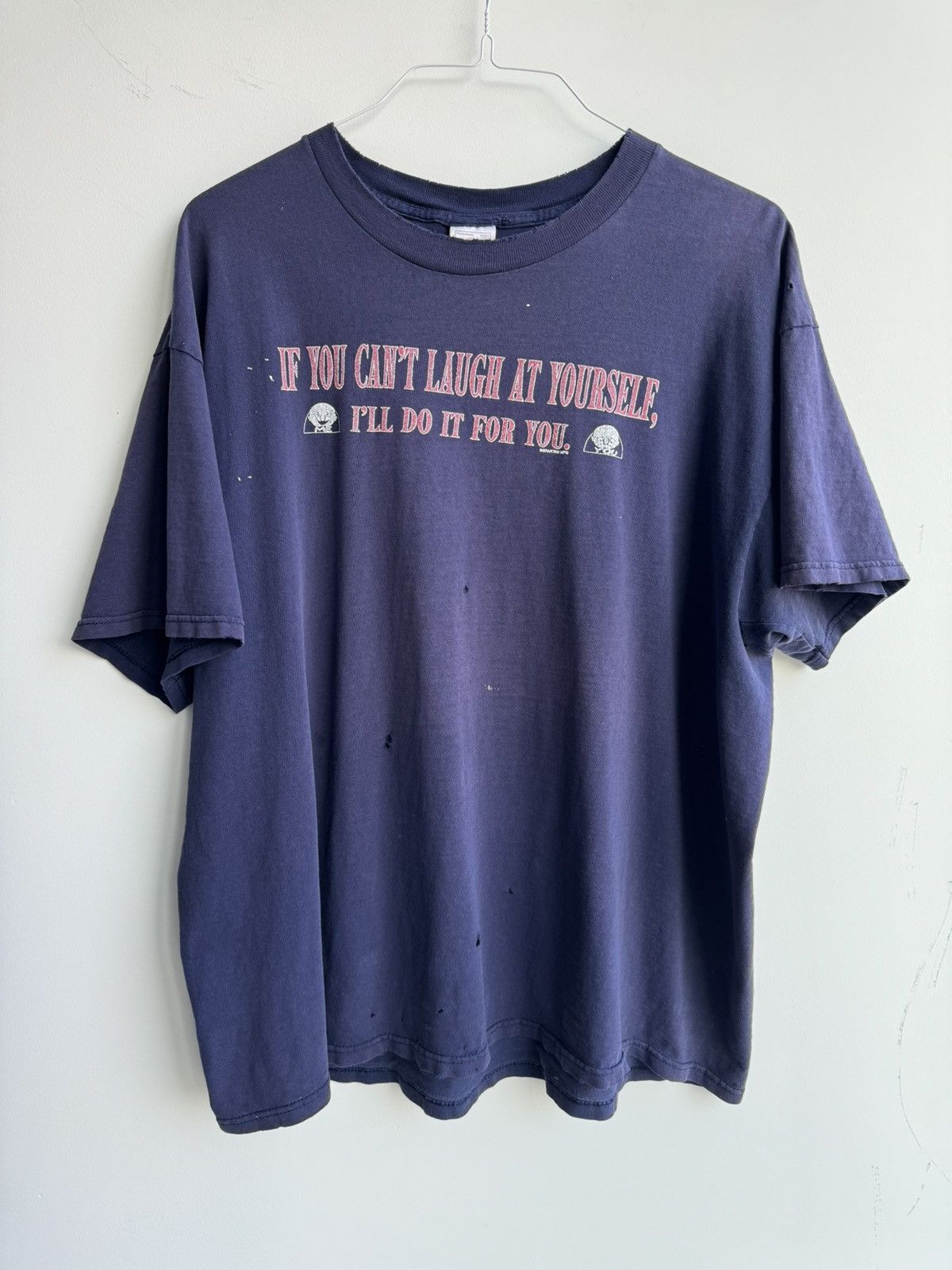 Image of Vintage T Shirt Faded Thrashed Oversized Paperthin Soft in Navy, Men's (Size XL)