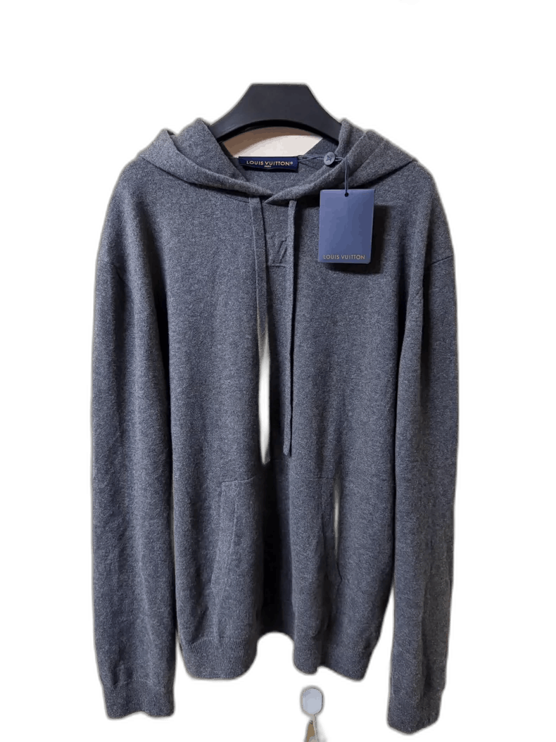 Louis Vuitton Gray Cashmere Hooded Sweatshirt with Logo Size US XL / EU 56 / 4 - 1 Thumbnail