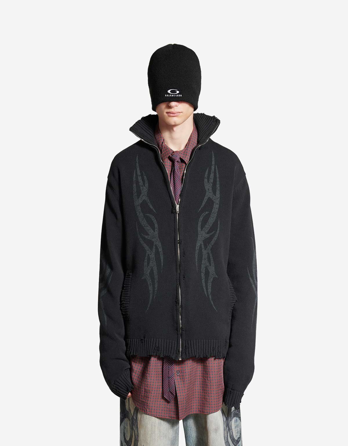 Balenciaga Balenciaga Black Y2K Zip-Up Cardigan | Grailed