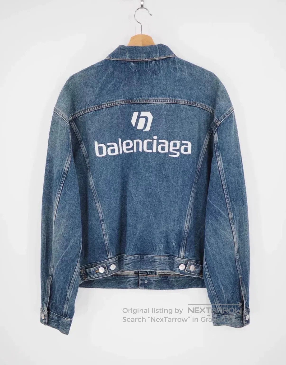 Balenciaga Balenciaga Back Logo Embroidered Denim Jacket. Size US XL / EU 56 / 4 - 1 Thumbnail