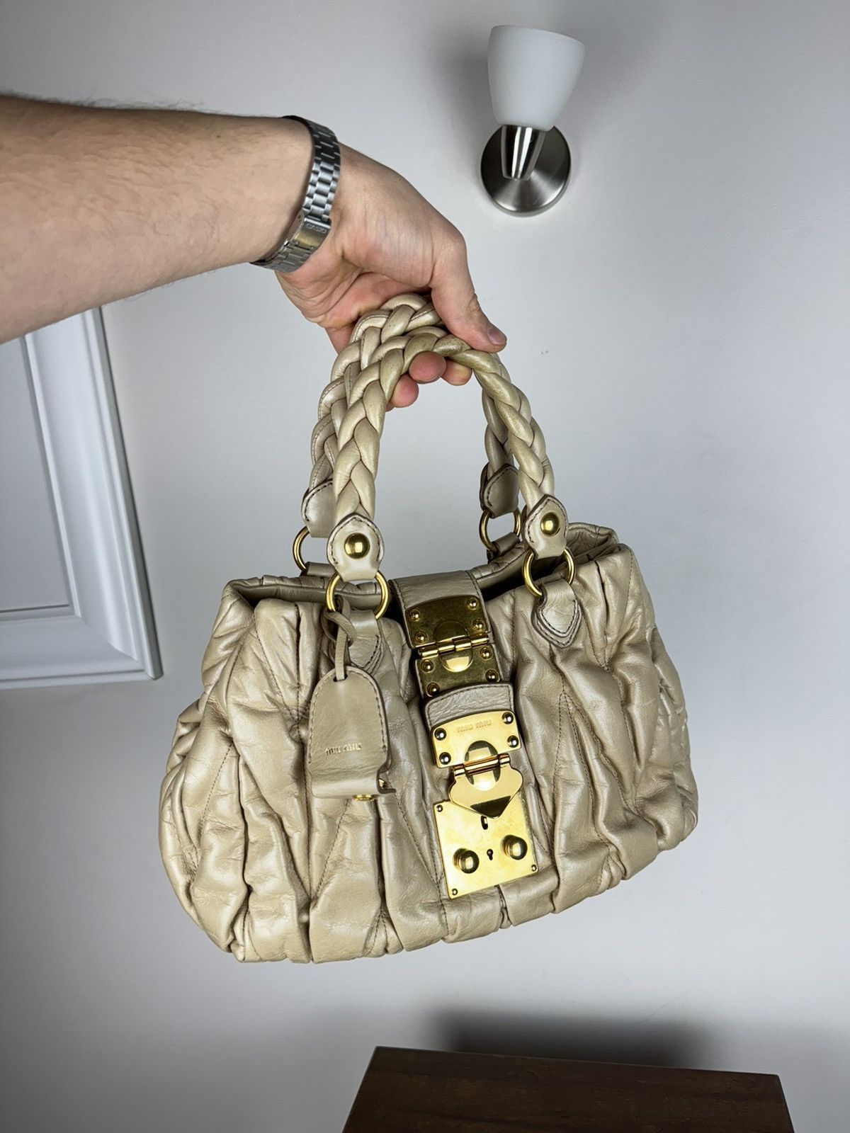 Leather × Miu Miu Leather bag Miu Miu y2k original casual luxury item Size ONE SIZE - 3 Thumbnail