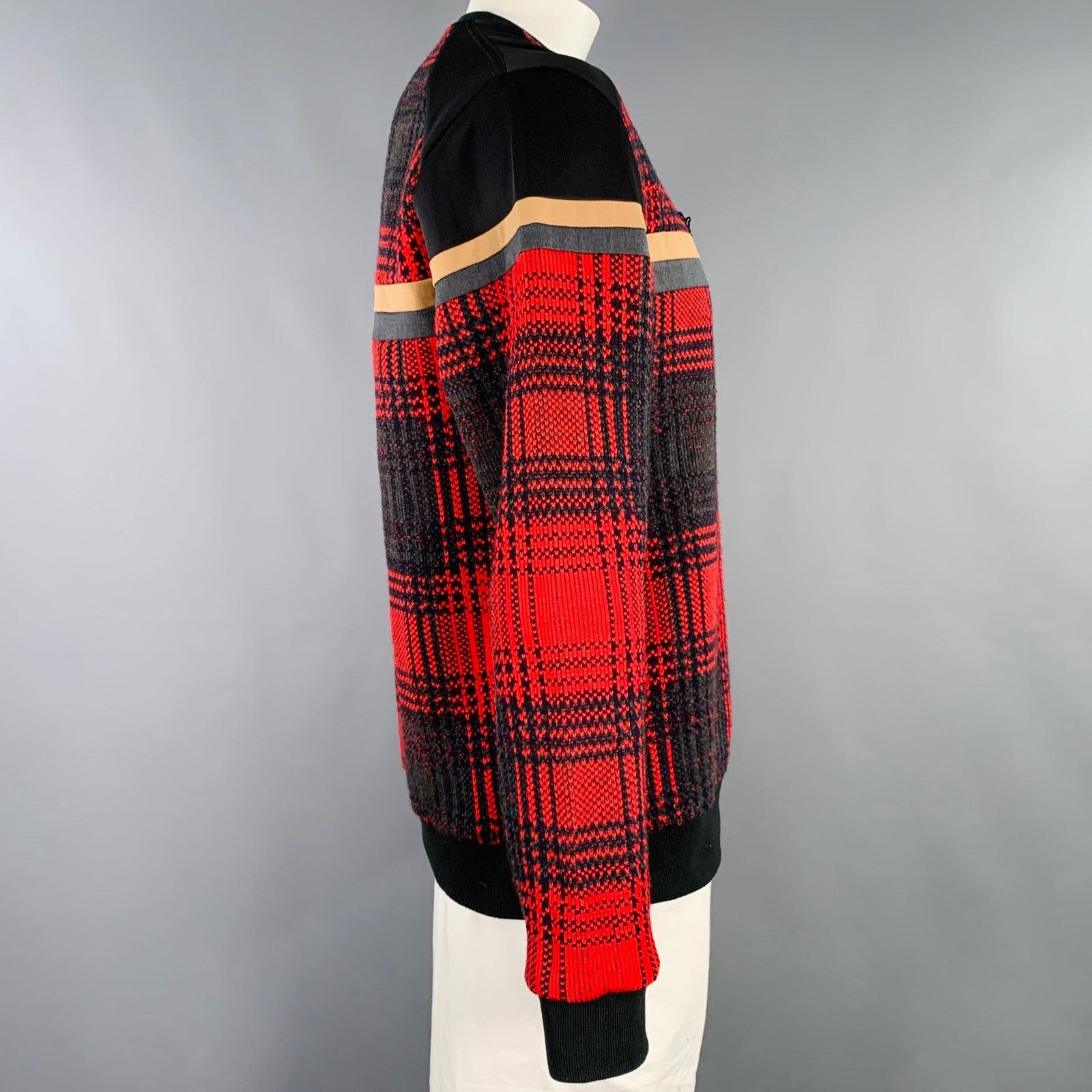 Roberto Cavalli Size XL Black Red Plaid Polyester Blend Sweatshirt Pullover Size US XL / EU 56 / 4 - 3 Thumbnail