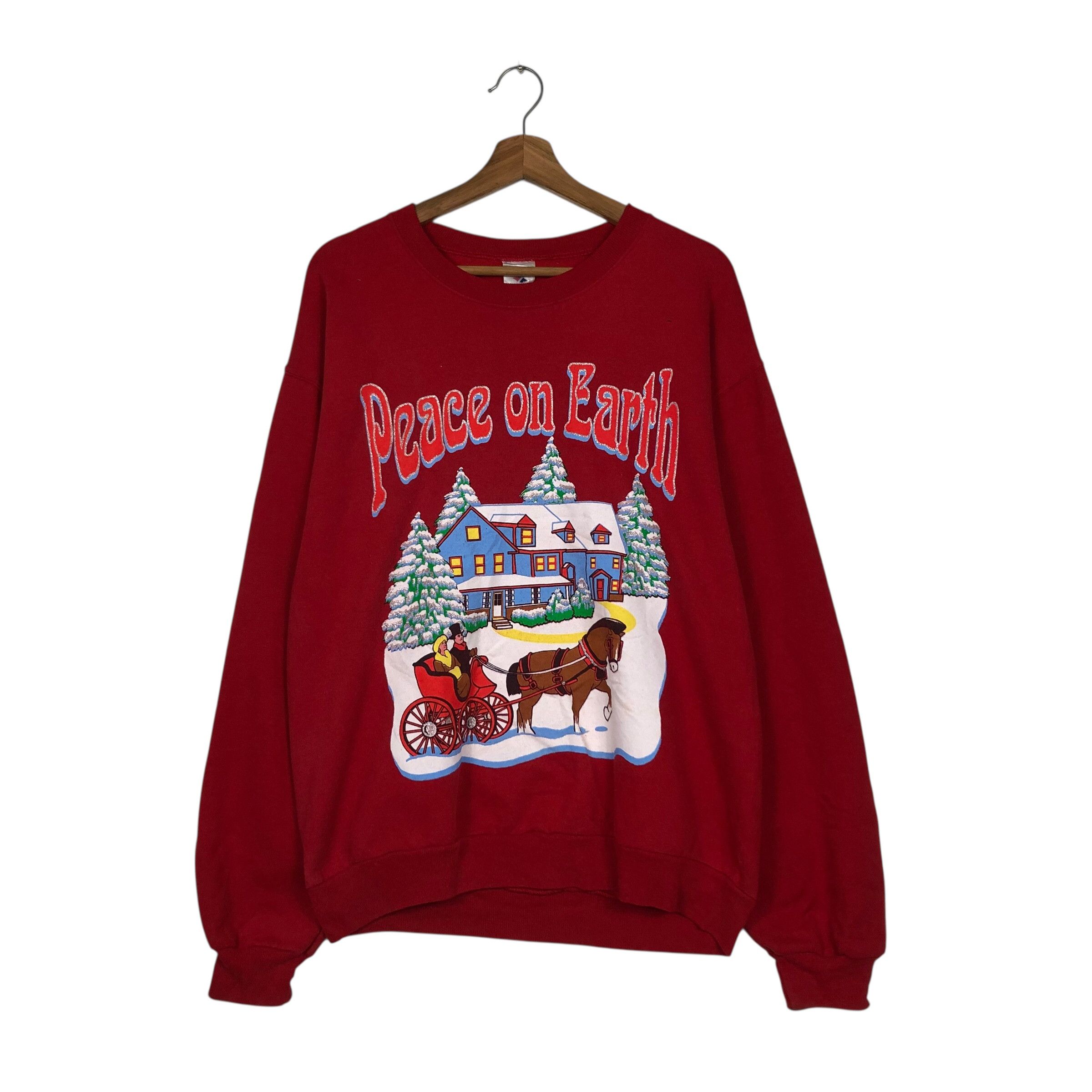 Vintage 📌Vintage Sweatshirt Peace on Earth Christmas Theme Size US M / EU 48-50 / 2 - 2 Thumbnail