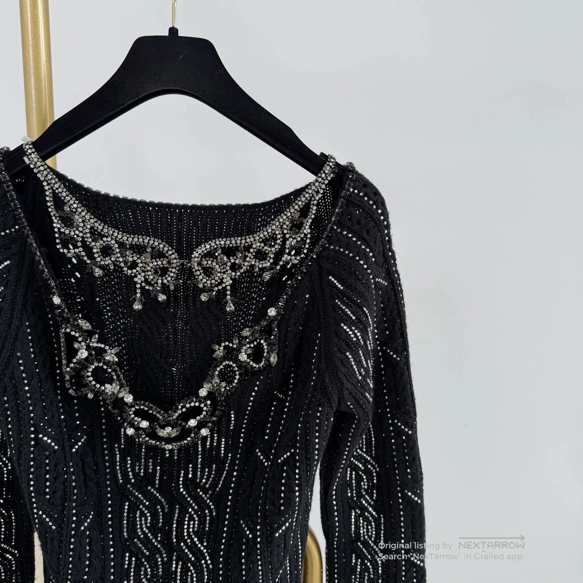 Es Black Beaded Knit Top 40, Women's — image 5 of 6