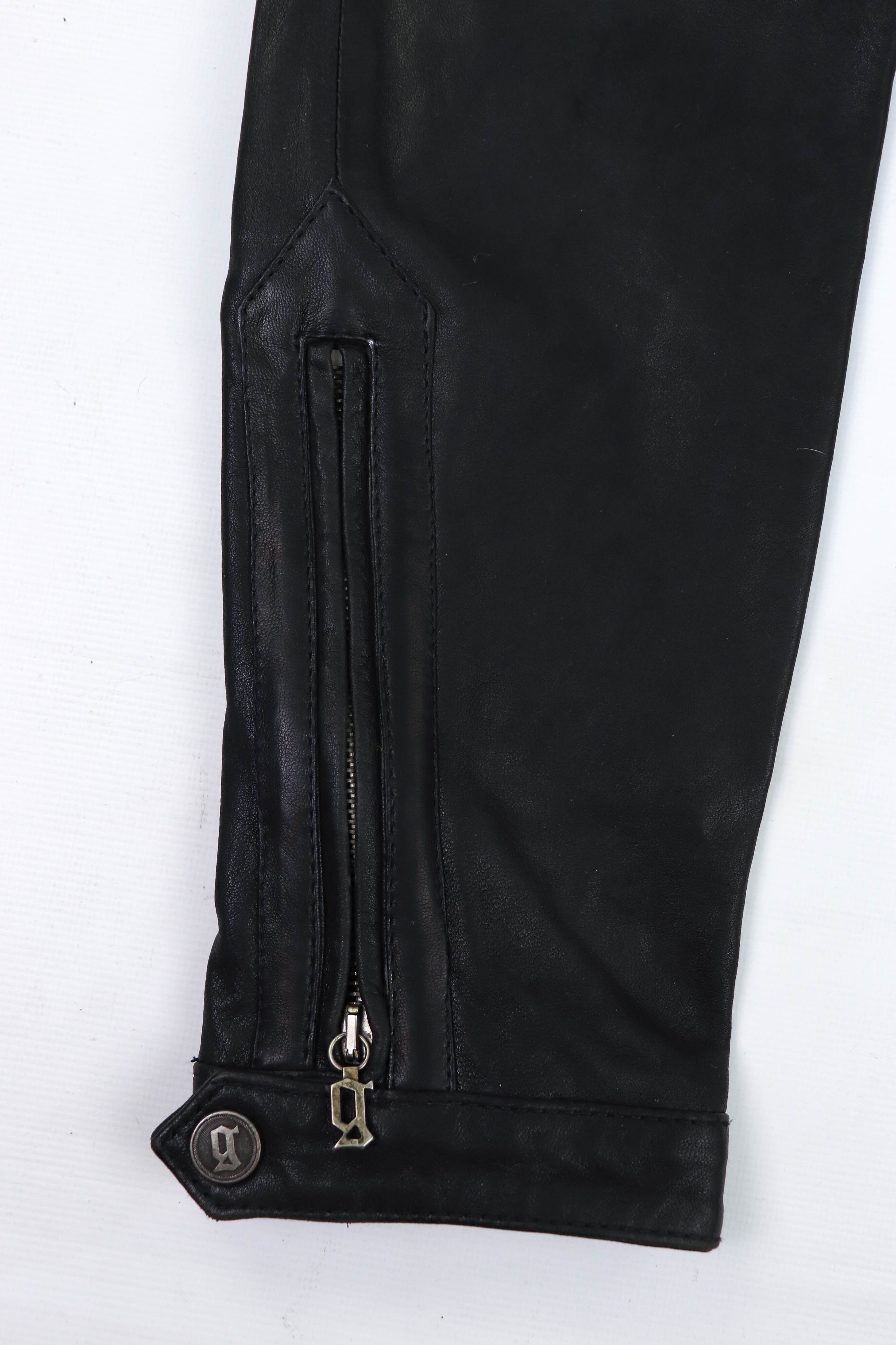 John Galliano Vintage Galliano 2000s Black Leather Zip Biker Pants Size 30" / US 8 / IT 44 - 12 Thumbnail