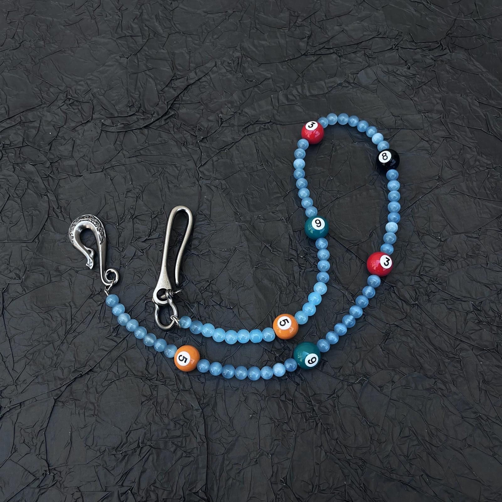 Vintage 8 Ball Blue Long Wallet Chain, Pants Chain Size ONE SIZE - 3 Thumbnail