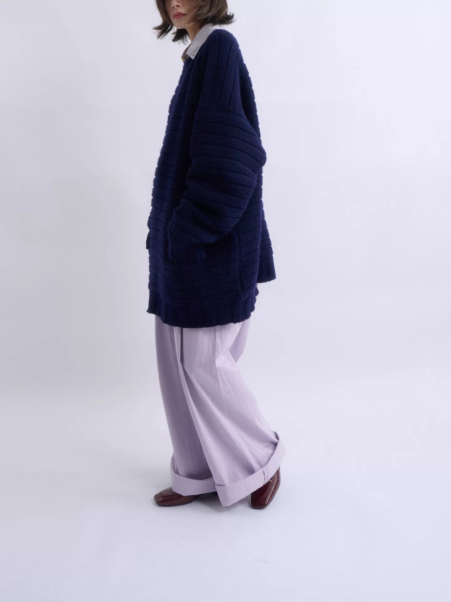 Prada PRADA by RAF SIMONS navy oversized wool sweater Size XL / US 12-14 / IT 48-50 - 2 Thumbnail