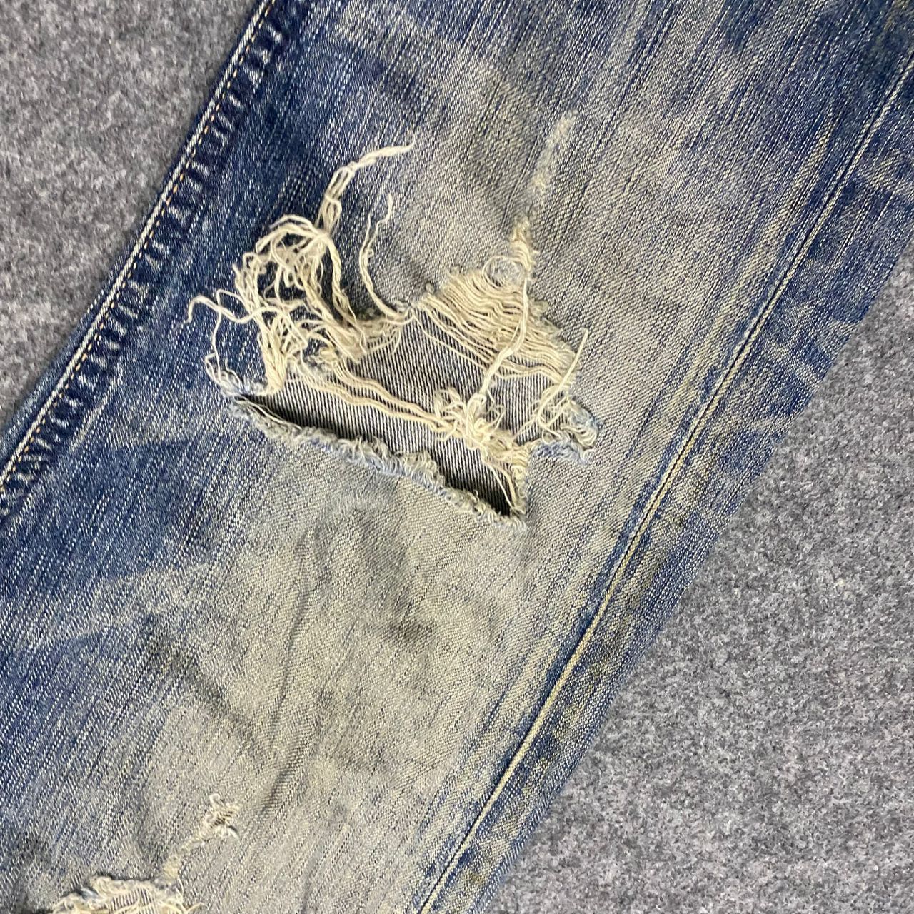 Edwin 💥Best Offer💥Vintage Edwin Blue Trip Distressed Denim Size US 31 - 10 Thumbnail