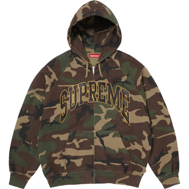 Supreme Cracked Raglan Zip Up Hooded Sweatshirt Wooland Camo Size US L / EU 52-54 / 3 - 1 Thumbnail
