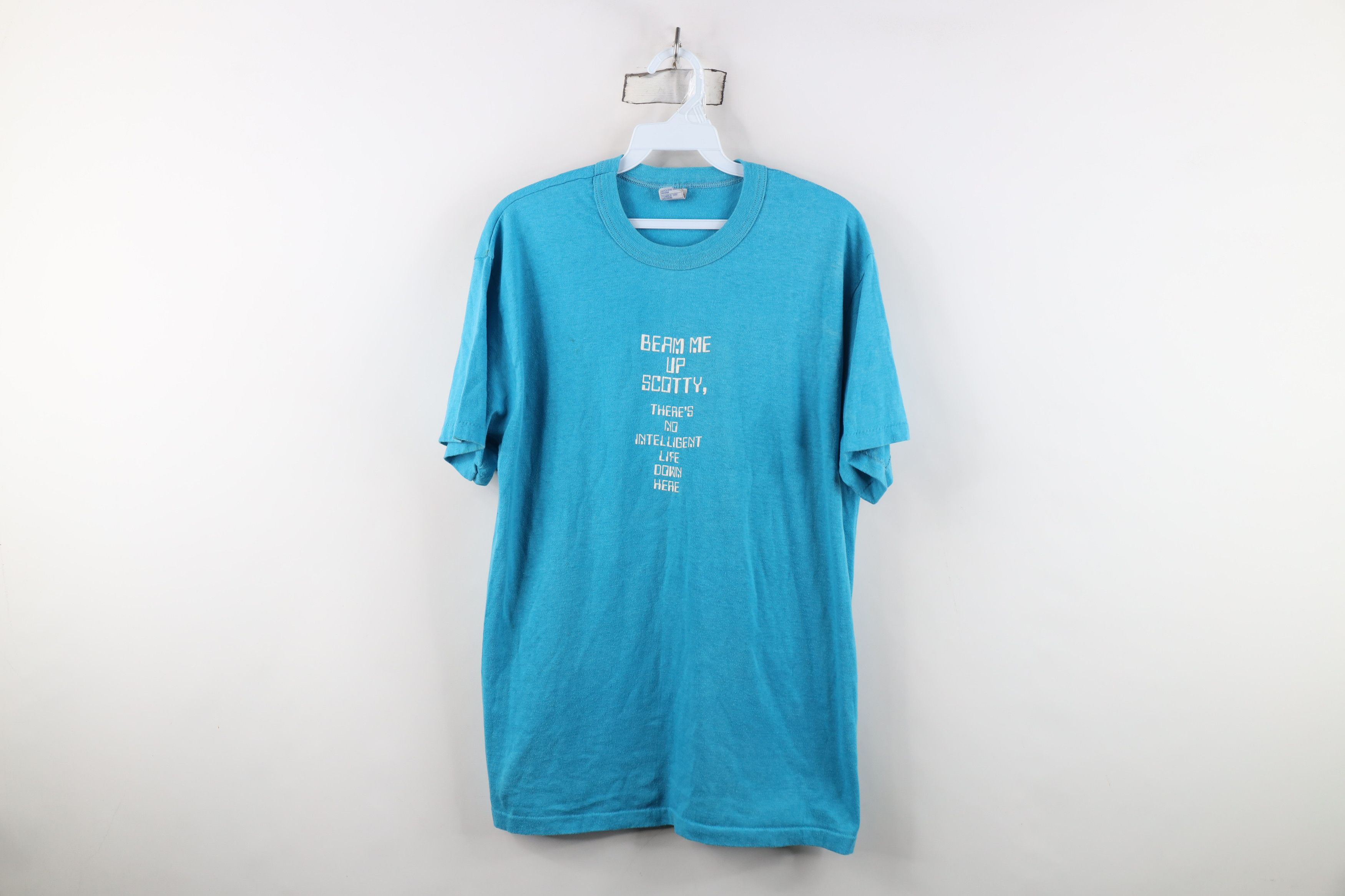 Vintage Vintage 70s 80s Captain Kirk Star Trek T-Shirt Blue USA Size US XL / EU 56 / 4 - 1 Thumbnail