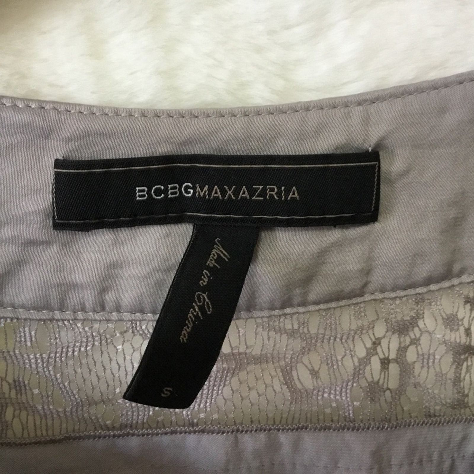 Bcbgmaxazria BCBGMaxAzria Light Gray Lace-Trim Tunic Top Size S / US 4 / IT 40 - 3 Thumbnail
