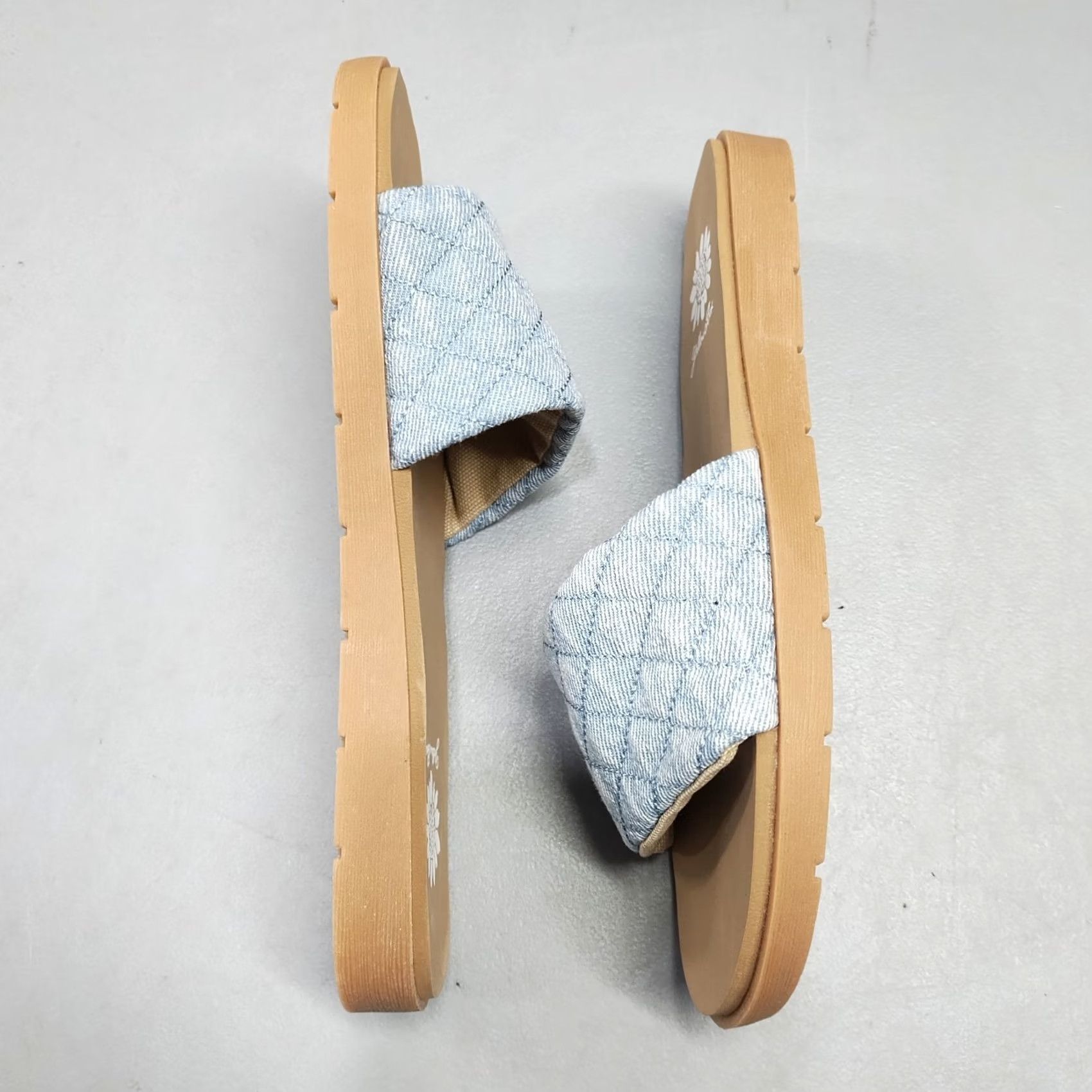 Vintage Yellow Box Fitzy Slide Sandals Womens 6.5M Blue Tan EVA Cushioned Footbed Size US 7 / IT 37 - 3 Thumbnail