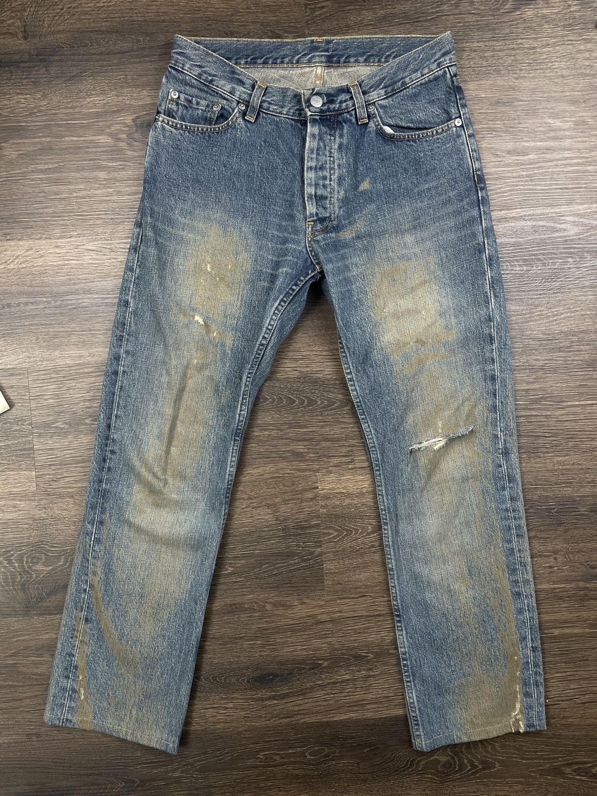 Helmut Lang Distressed Mud Denim - Helmut Lang 1998 Size US 31 - 1 Thumbnail