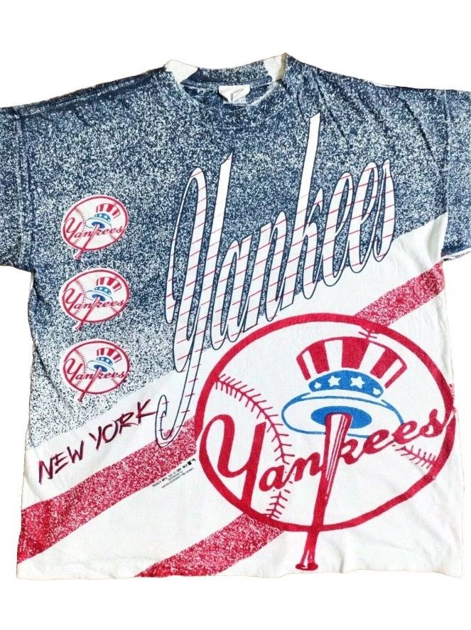 Rare Vintage New York Yankees All over print 1991 T-Shirt