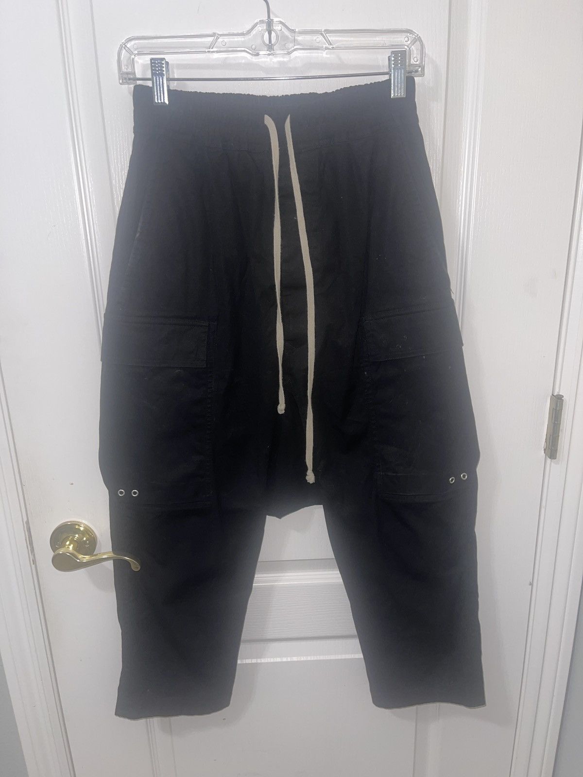 Image of Rick Owens Drawstring Crop Pants in Black, Men's (Size 36)