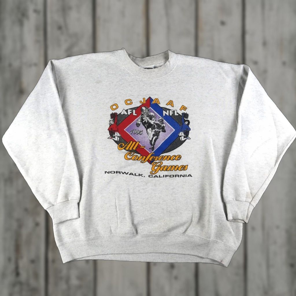 Lee VINTAGE Lee Sweatshirt 90s Football Crewneck Adult XL Gray Graphic Print Size US XL / EU 56 / 4 - 1 Thumbnail