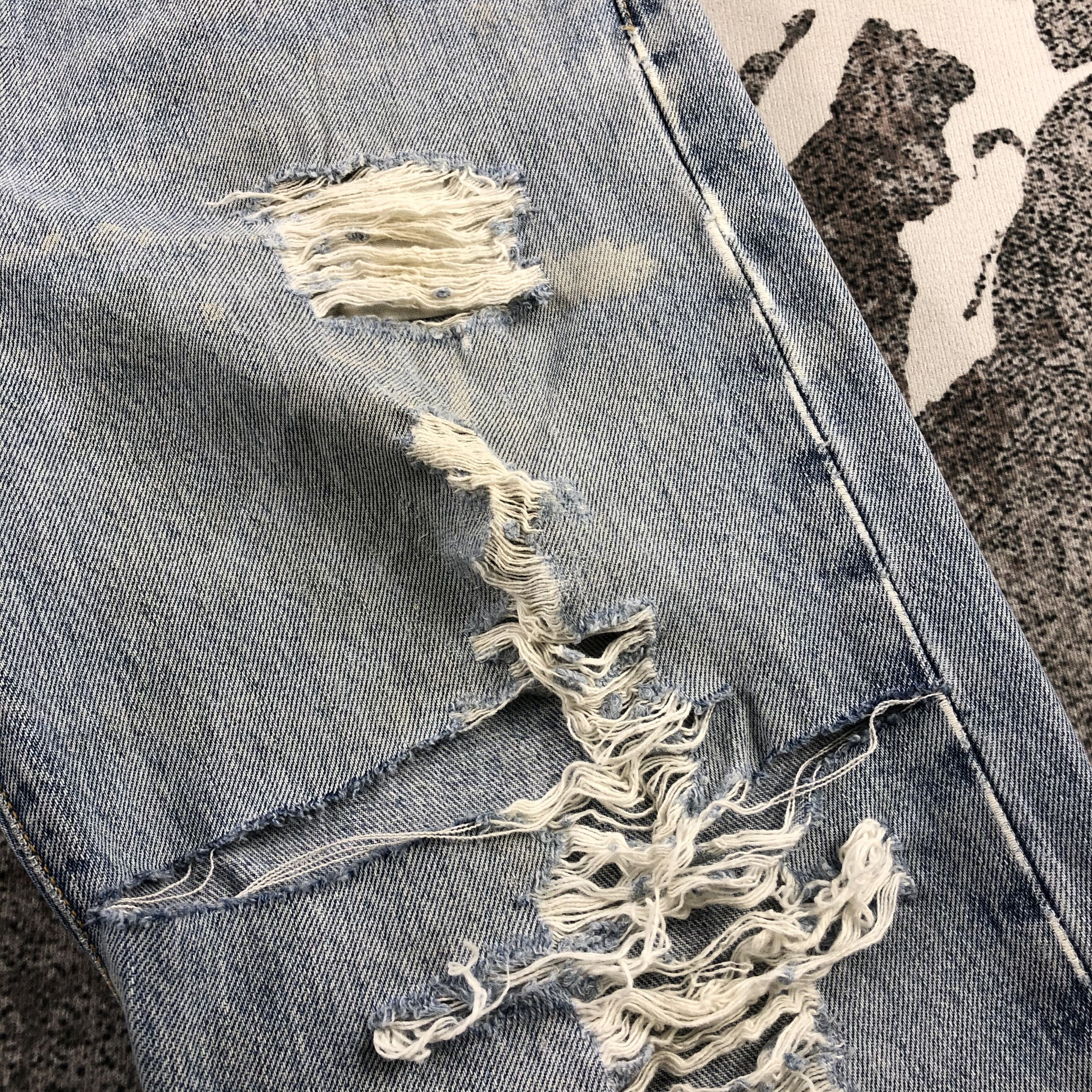 Levi's Vintage Levi's 501 Jeans Distress Medium Wash Denim KJ863 Size US 33 - 9 Thumbnail
