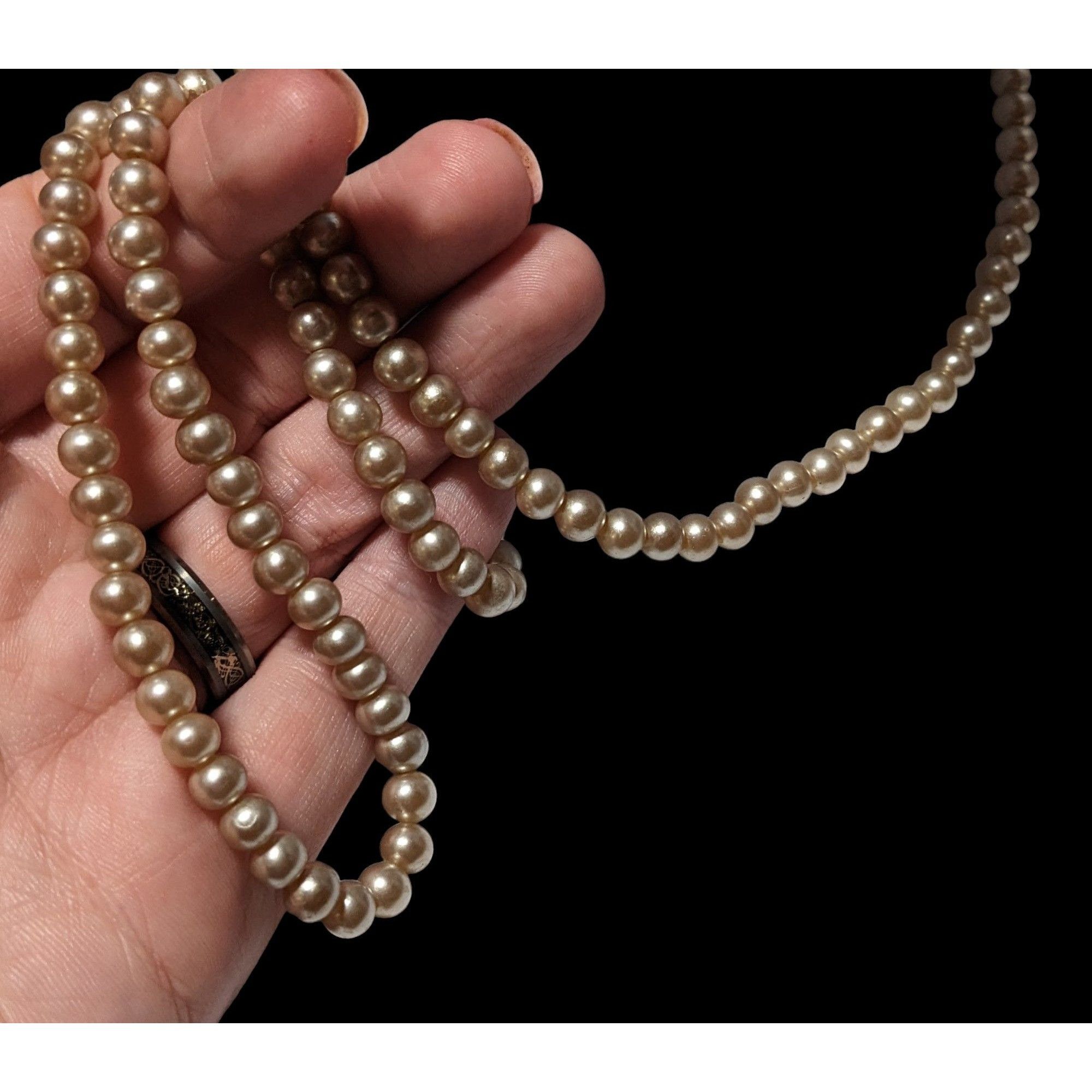 Other Vintage Tan Faux Pearl Beaded Necklace Size ONE SIZE - 2 Thumbnail