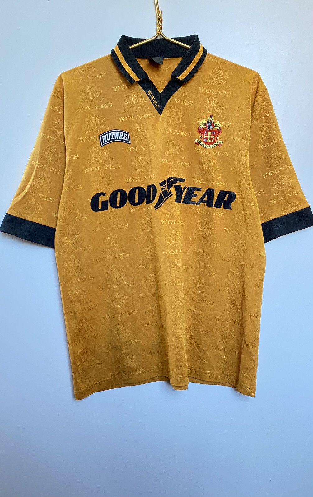 image of Nutmeg x Soccer Jersey Wolverhampton 1994 1996 Home Football Shirt Soccer Jersey in Orange (Size XL