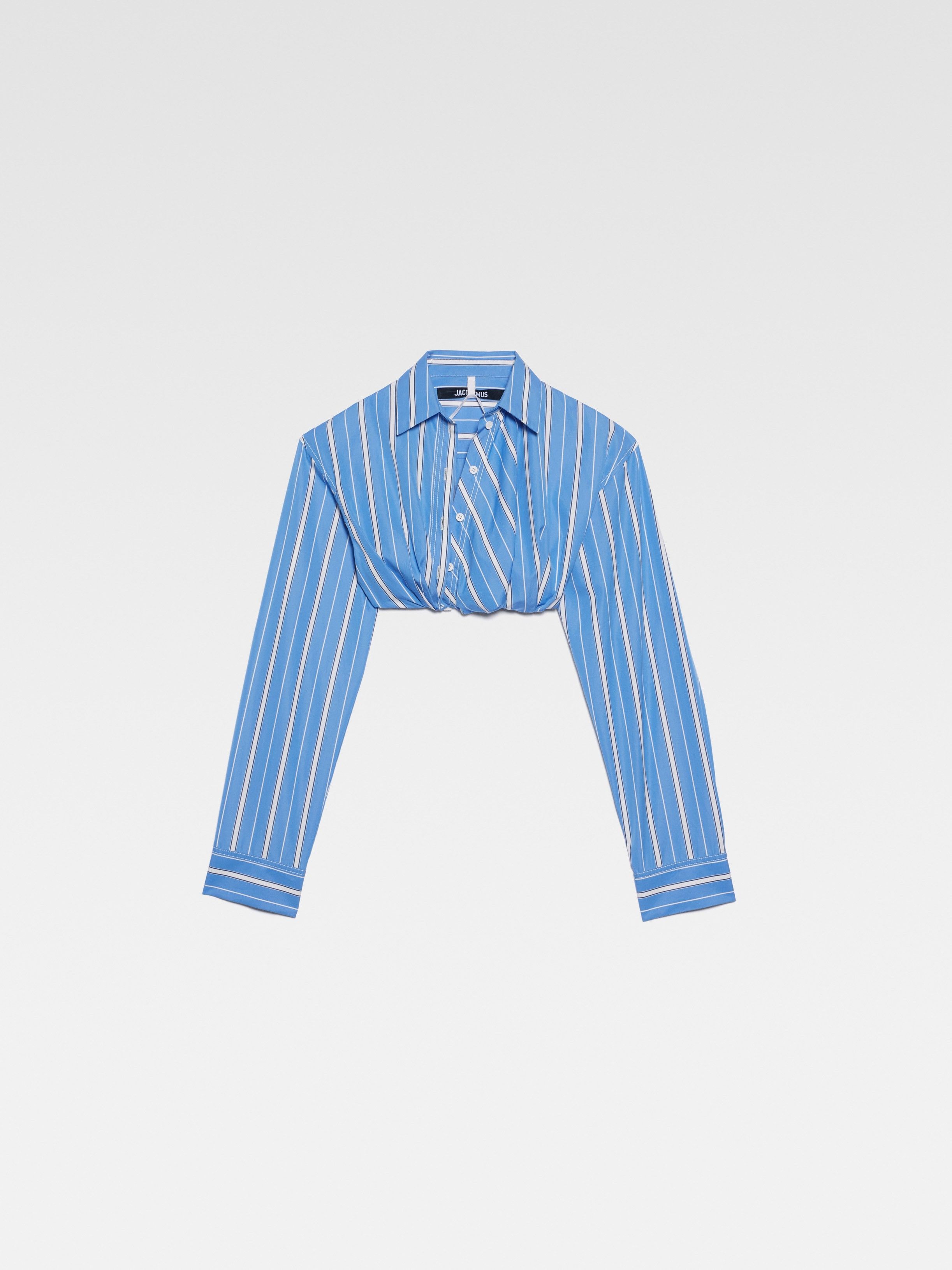 Jacquemus o1mle0325 La Chemise Bahia Courte Striped Shirt in Blue Size M / US 6-8 / IT 42-44 - 7 Thumbnail