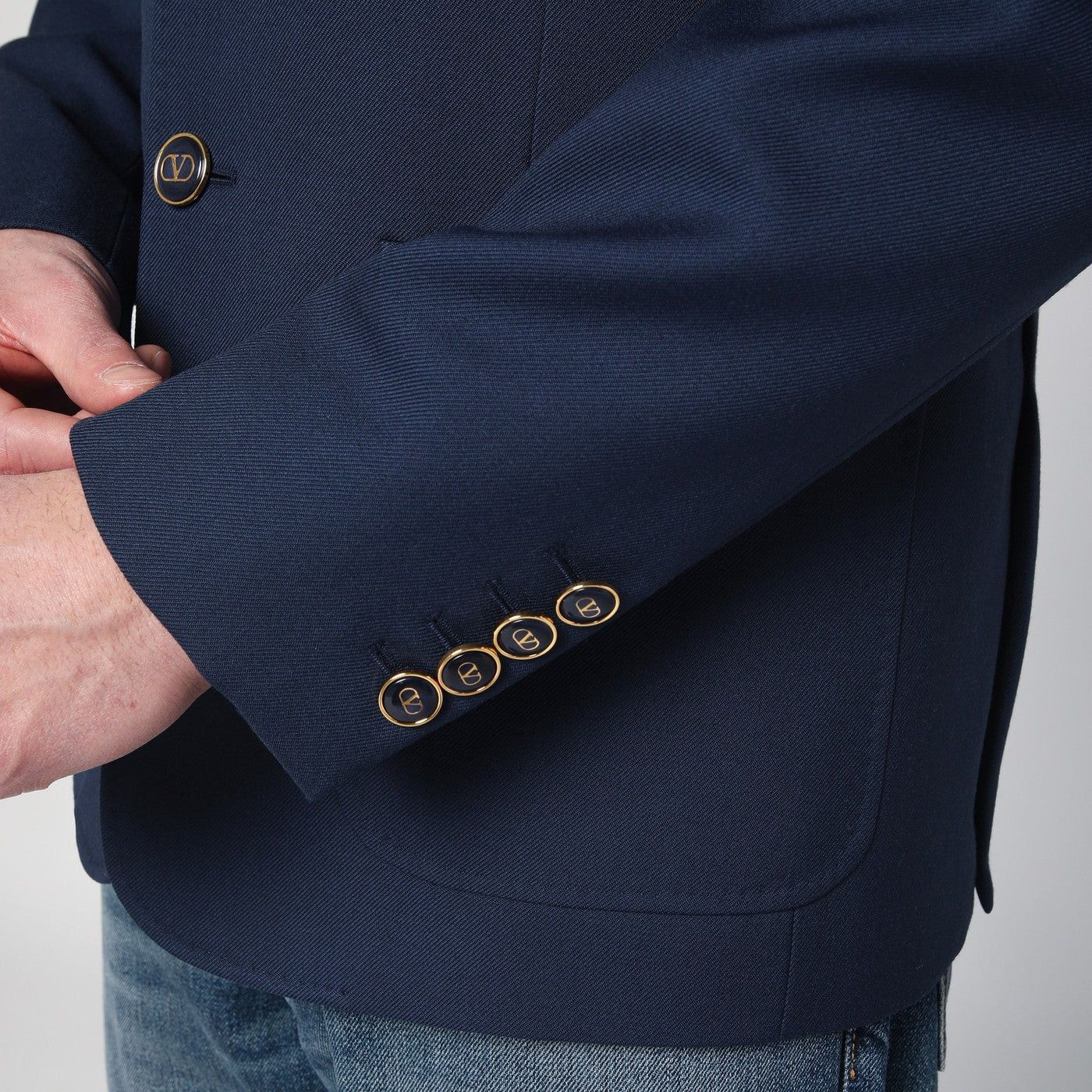 Valentino o1d2blof0326 Single-breasted Wool Jacket in Blue Size US M / EU 48-50 / 2 - 4 Thumbnail