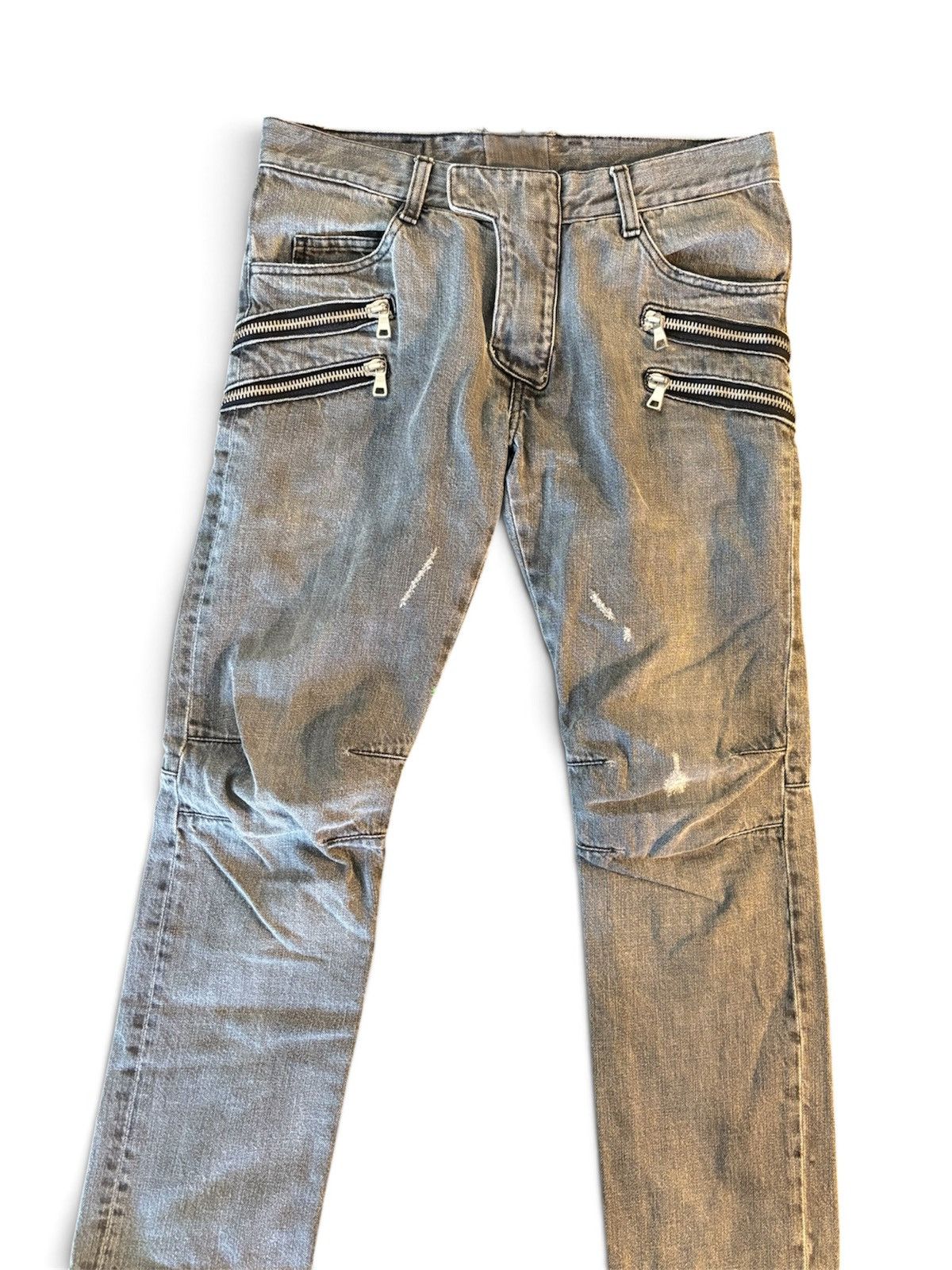 balmain 15AW destroy biker jeans 27 Balmain Biker Jeans | Blue 