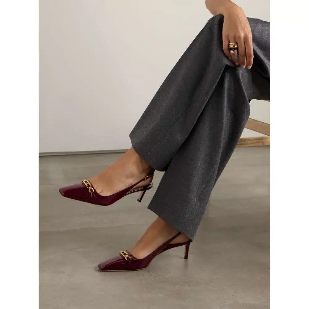 Tom Ford o1loc1c0925 W3522 Patent Leather Slingback Pumps in Burgundy Size US 9 / IT 39 - 3 Thumbnail