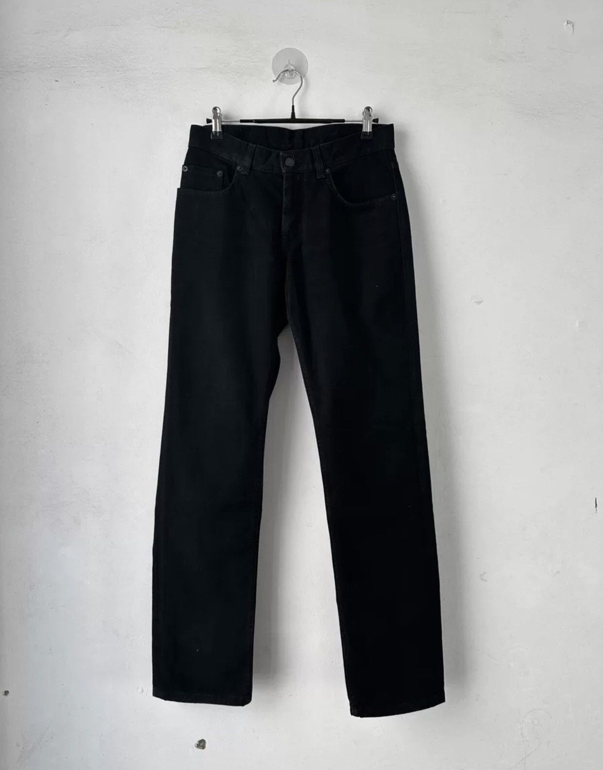 Helmut Lang helmut lang low waist contour fit coated black denim 