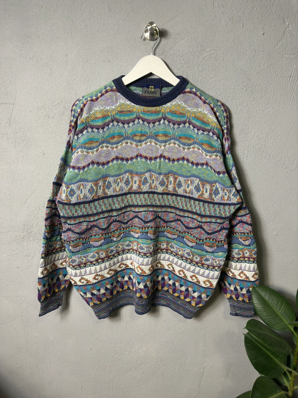 Pre-owned Coogi X Vintage Crazy Vintage 90's Coogi Style Baggy Knitwear Thick Sweater In Multicolor