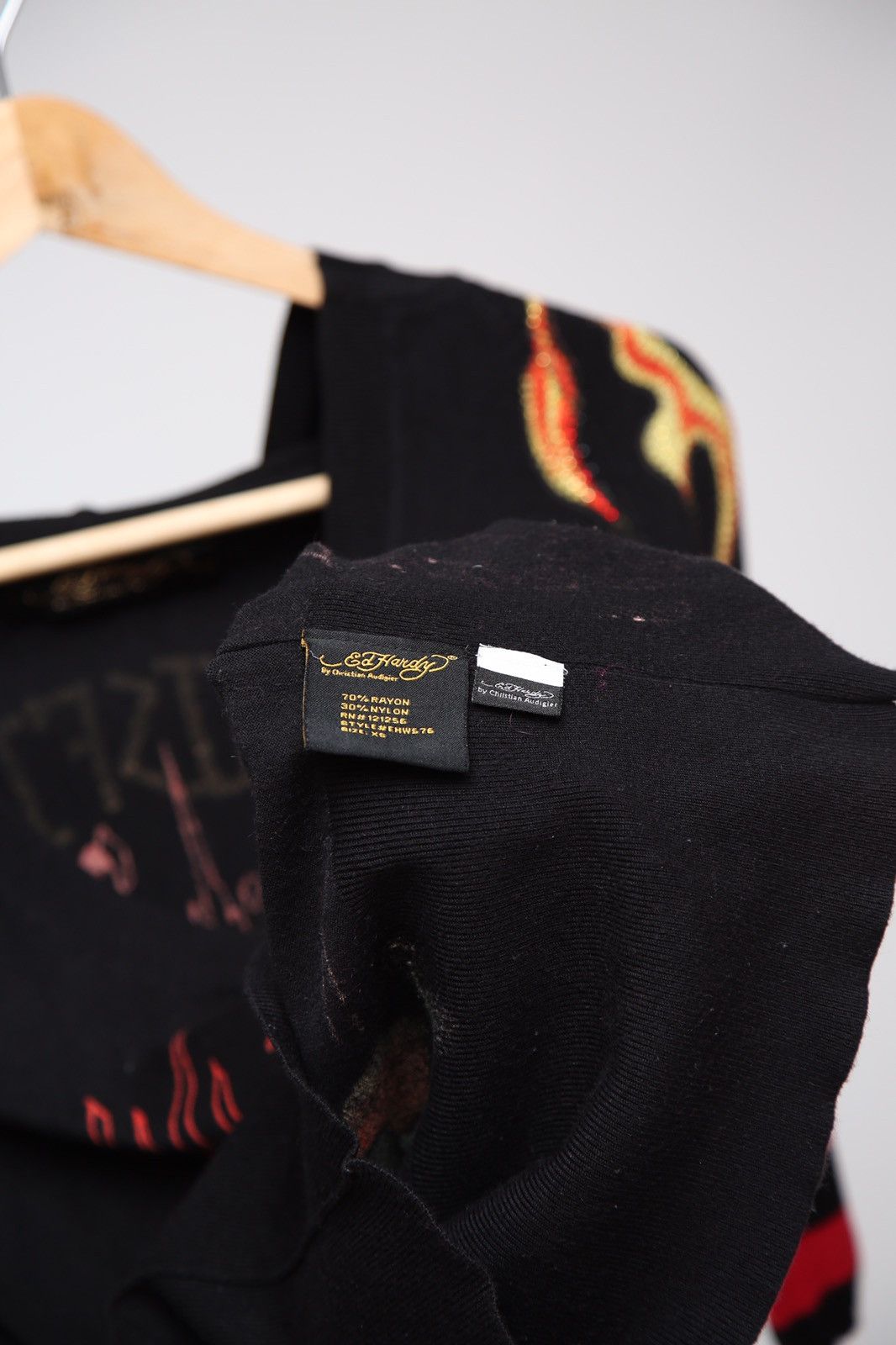 Christian Audigier × Ed Hardy Ed Hardy Dress Hoodie Flames Size XS / US 0-2 / IT 36-38 - 7 Thumbnail