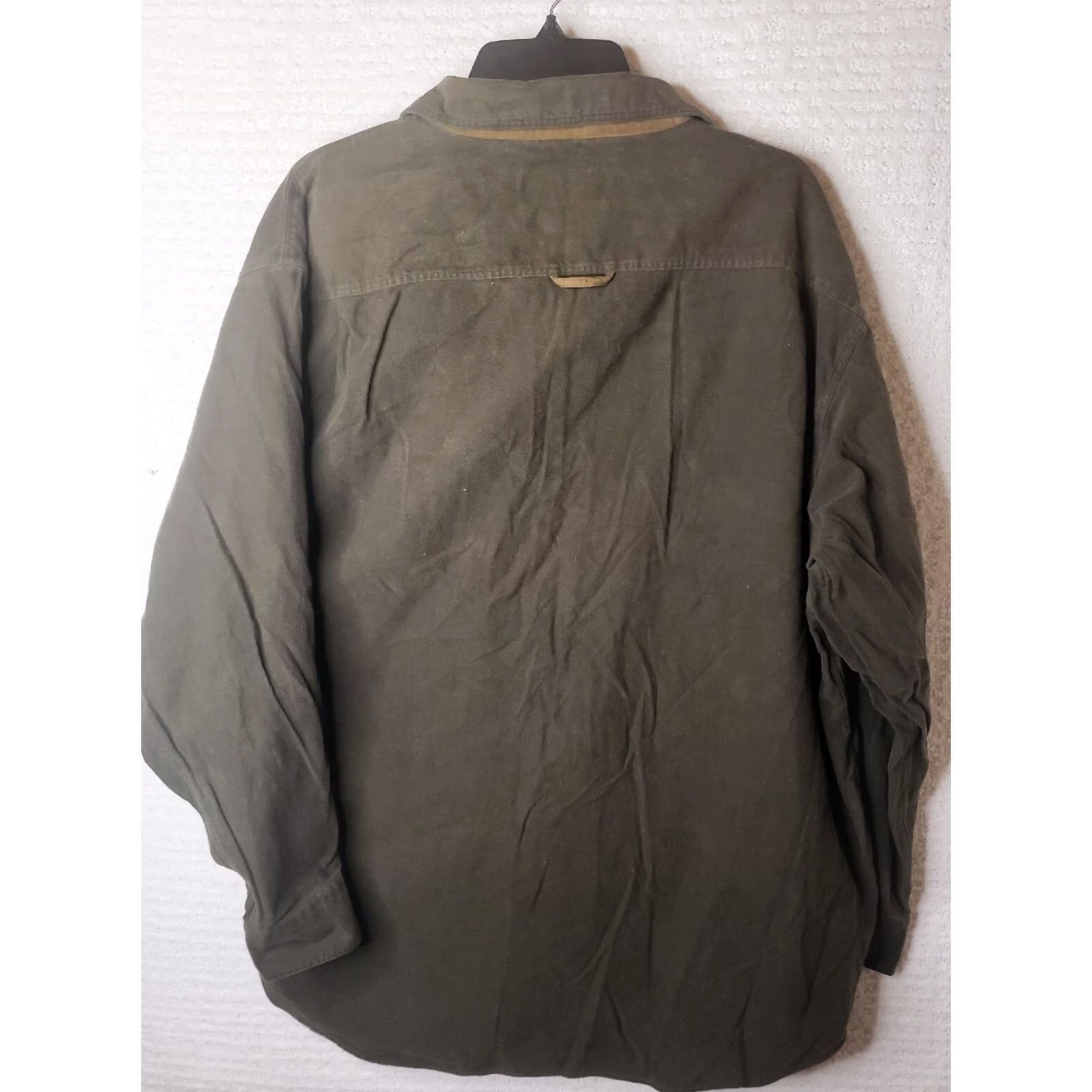Orvis VINTAGE Orvis Chamois Shirt Mens XL Brown Cotton Thick Heavy Button Up 90s Suede Pocket Trim Olive Brown External Description Size US XL / EU 56 / 4 - 6 Thumbnail