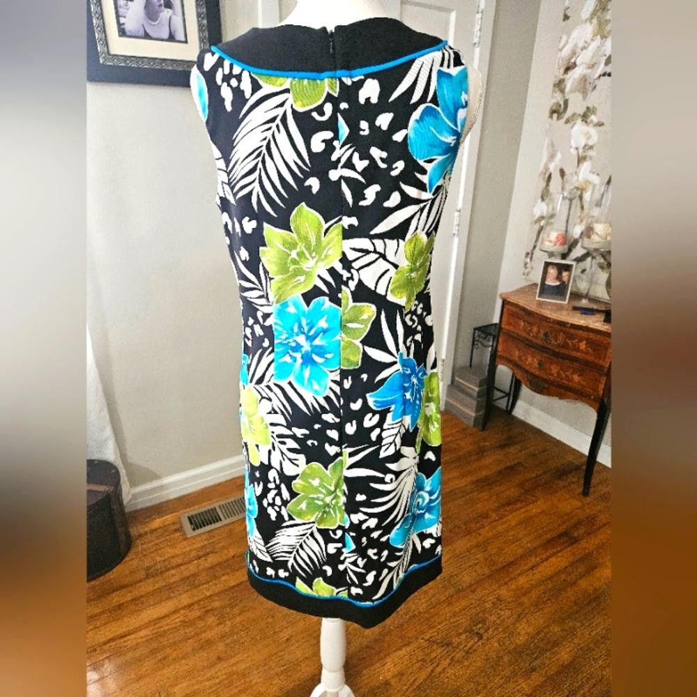 Designer Vibrant Floral Print Shift Dress - Perfect for Summer Size L / US 10 / IT 46 - 4 Thumbnail