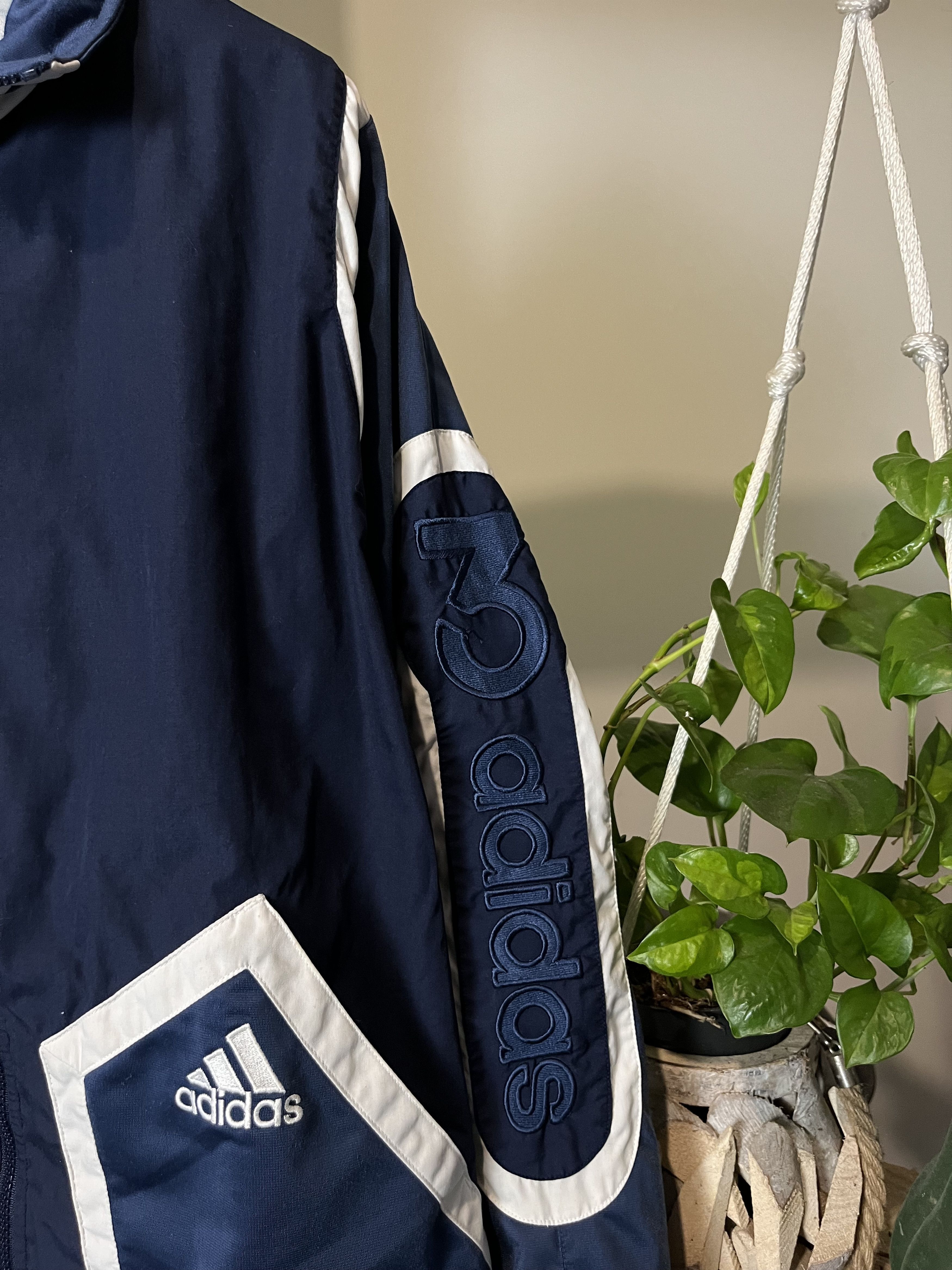 Adidas × Vintage Vintage 90s Adidas Big Logo Windbreaker Jacket Blokecore Size US M / EU 48-50 / 2 - 4 Thumbnail