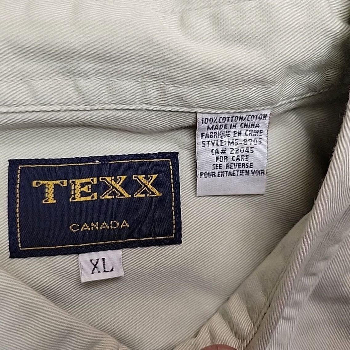 Vintage VTG Texx Canada Shirt Mens XL Khaki Twill Outdoor Cabin Classic Casual Shirt Mens XL Beige Button-Up Twill Cotton External Pockets USA Theme Size US XL / EU 56 / 4 - 4 Thumbnail