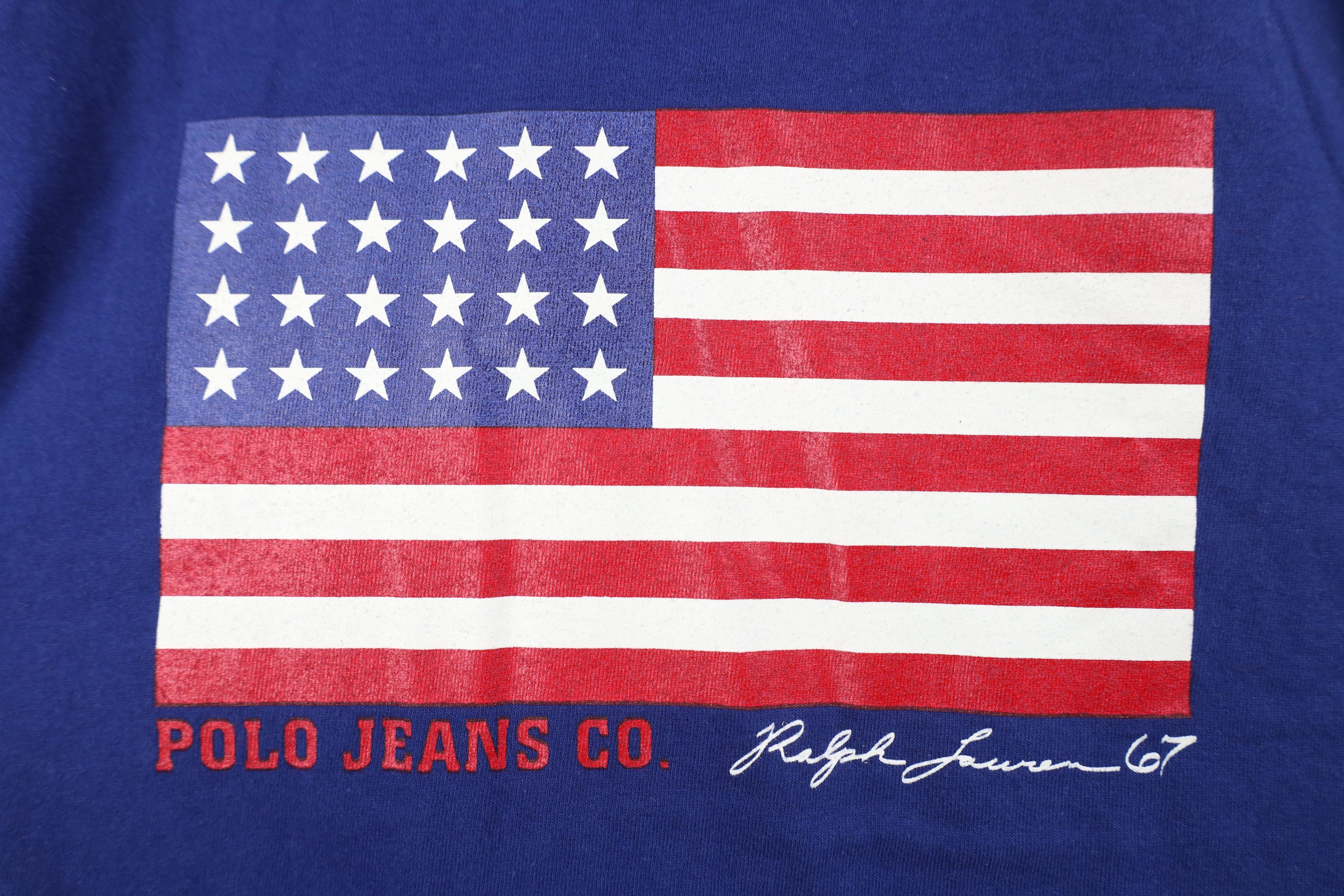 Ralph Lauren Vintage 90s Ralph Lauren Spell USA Flag T-Shirt Blue Cotton Size US M / EU 48-50 / 2 - 4 Thumbnail