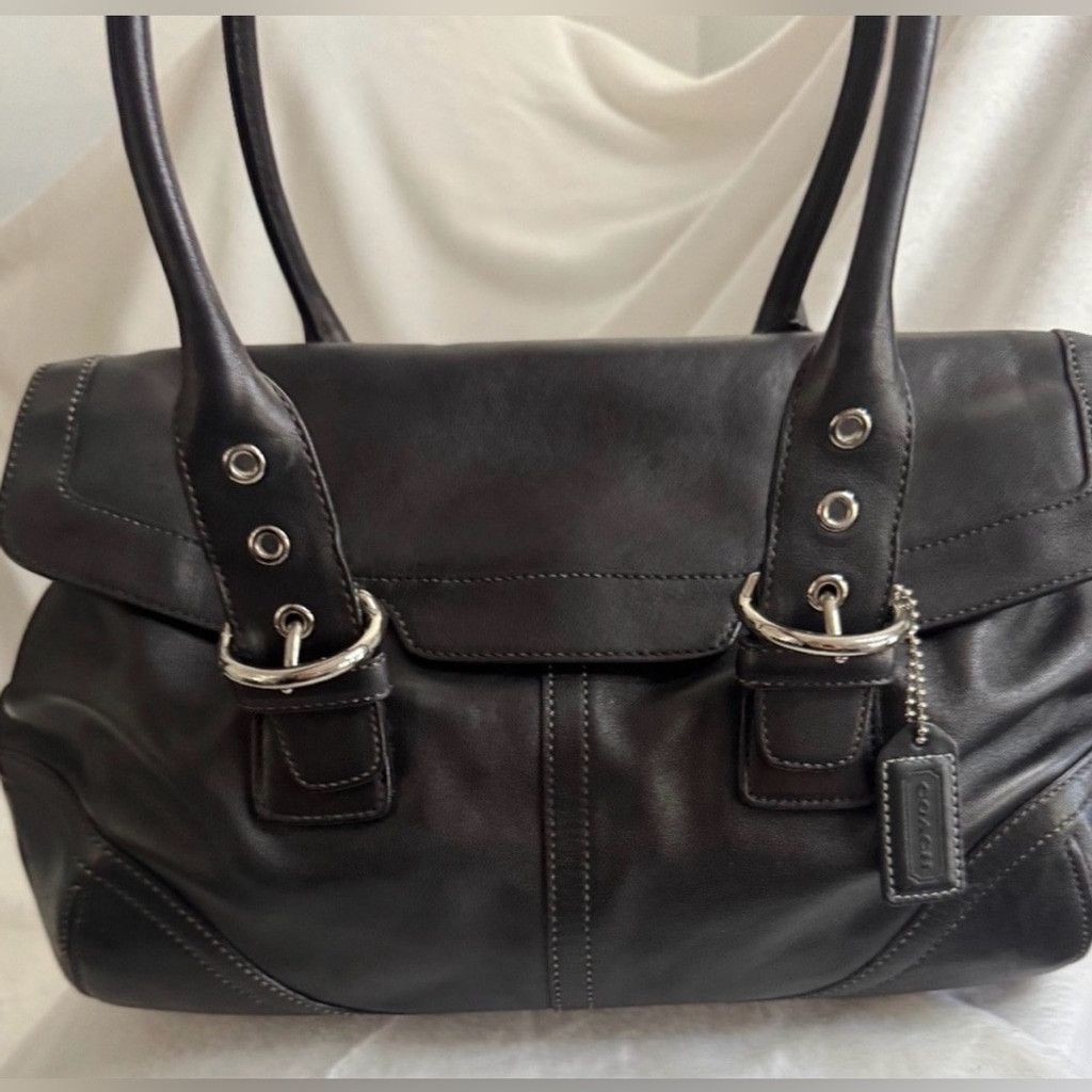 Coach Hamptons Vintage Leather Satchel Classic Legacy in Black, Women's