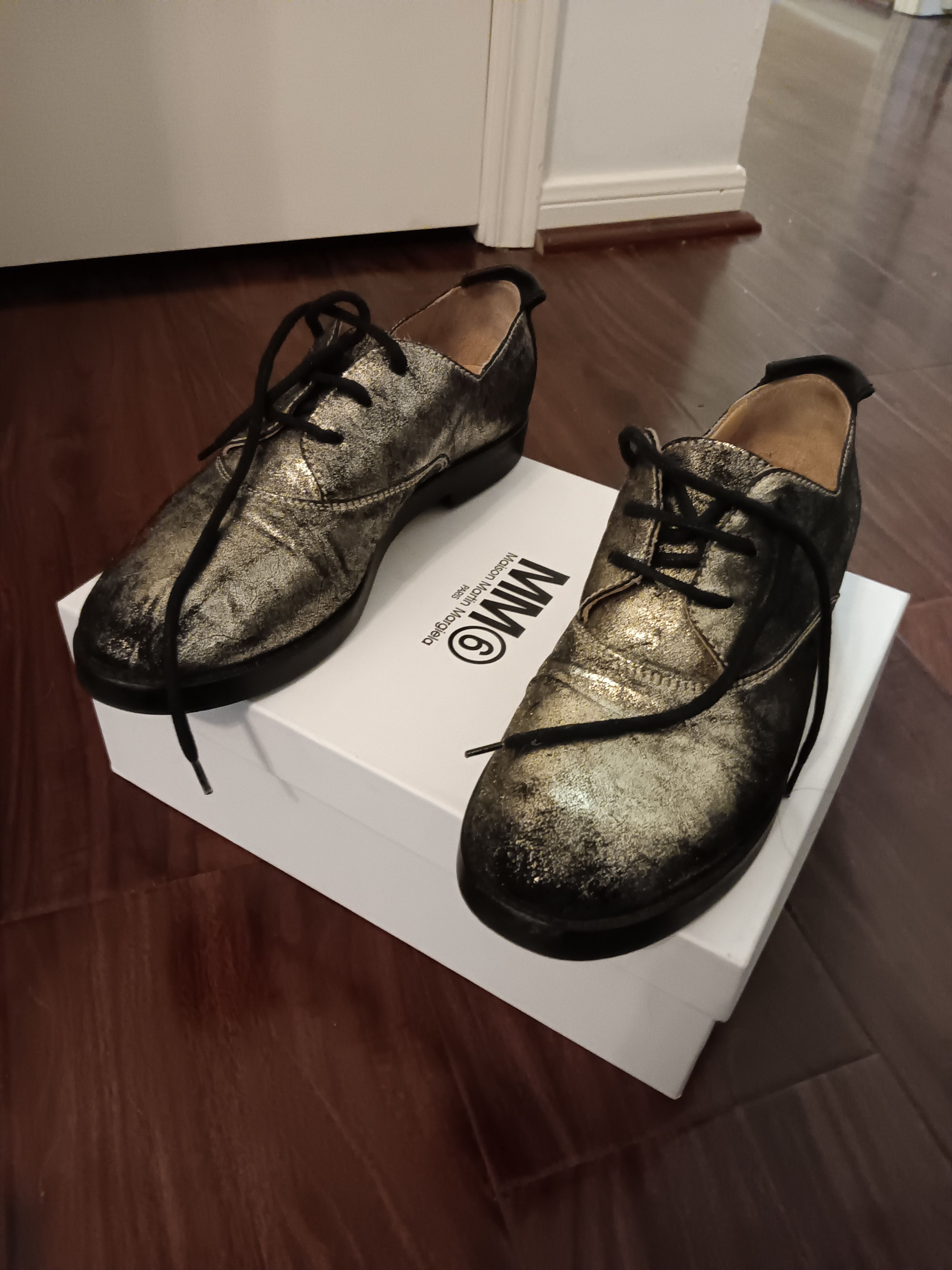 MM6 Maison Martin Margiela MM6 silver gold metallic oxford derby Size US 9.5 / IT 39.5 - 1 Thumbnail