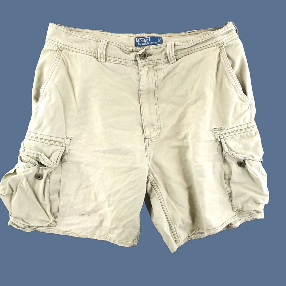 Polo Ralph Lauren VINTAGE Polo Ralph Lauren Cargo Shorts Mens 35 Mint Green Distressed Baggy Cotton Solid 90s Mens Size US S / EU 44-46 / 1 - 1 Thumbnail