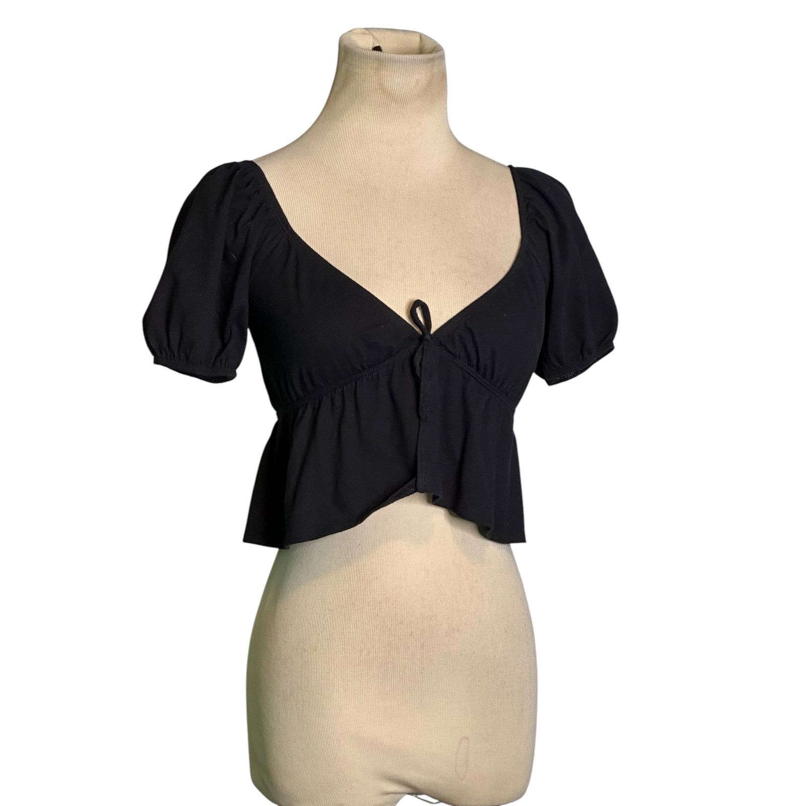 Aritzia Sunday Best black cotton front tie crop blouse size 2XS Size XXS / US 00 / IT 34 - 9 Thumbnail