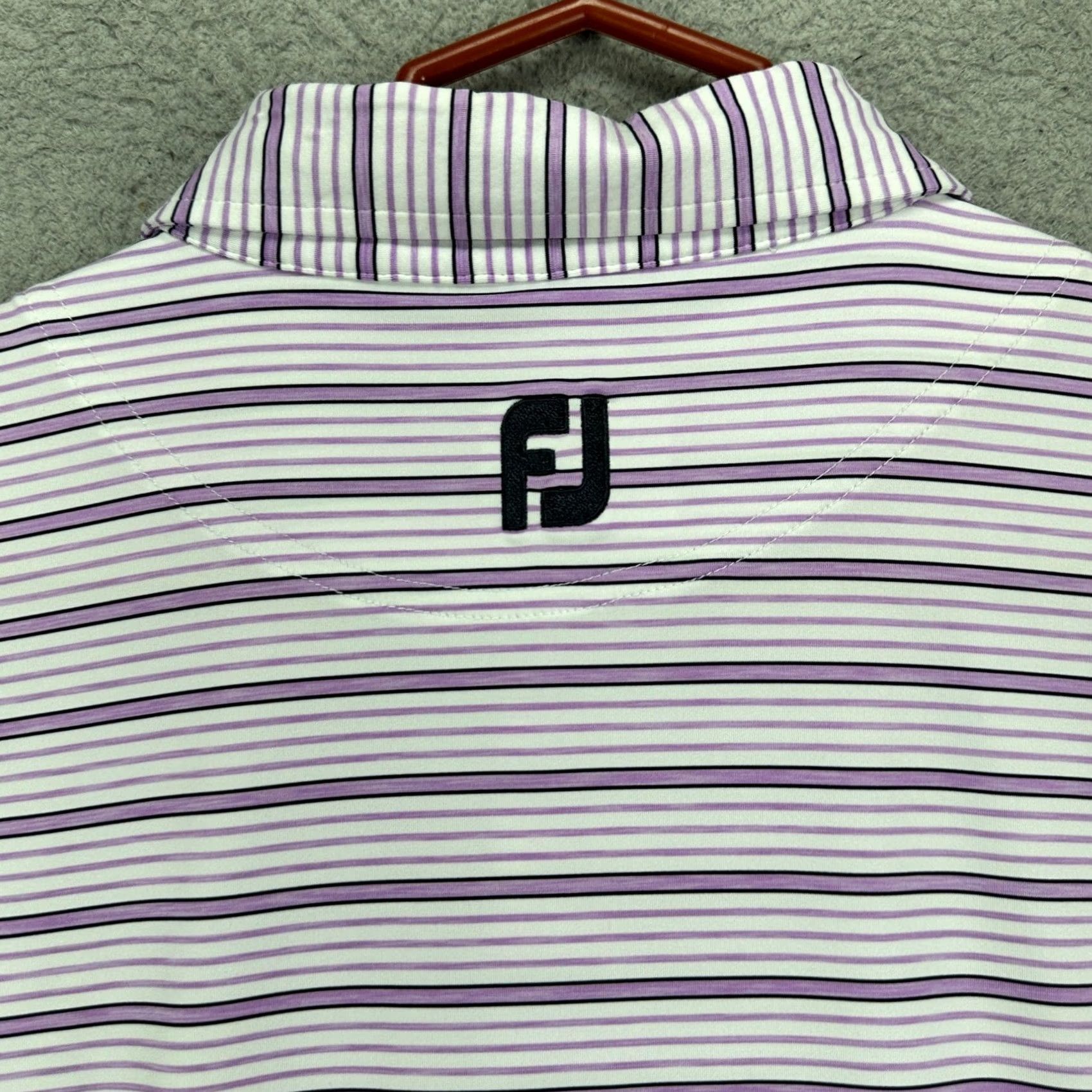 Footjoy FootJoy FJ Polo Shirt Men 2XL Striped Pink Purple Short Sleeve Golf Rugby Polyester Spandex Breathable Stretch Collared Golf Polo Shirt Mens Size US XXL / EU 58 / 5 - 6 Thumbnail