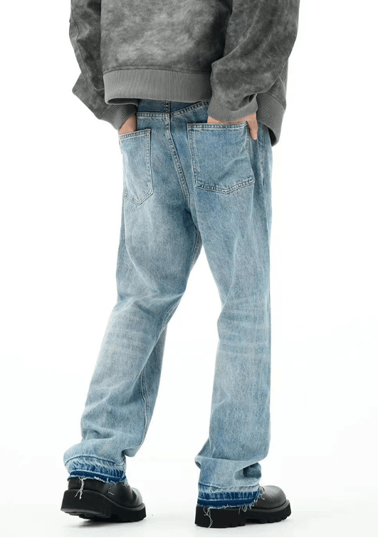 Japanese Brand × Jean American street washed loose versatile ripped straight jeans Size US 32 / EU 48 - 4 Thumbnail