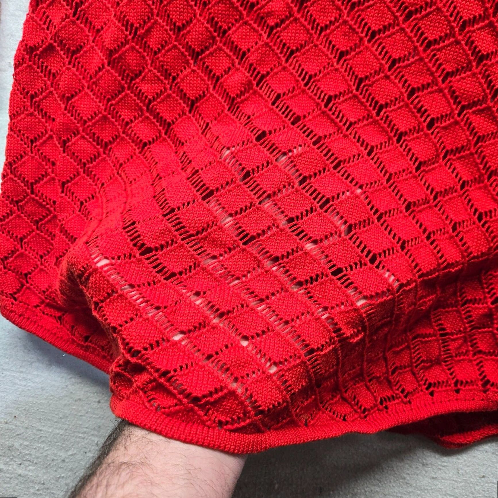 Vintage CATO Sweater Open Knit Red Crew Neck Long Sleeve XL Women’s Pullover Lightweight Knit Open-Knit Regular Fit Vintage: No Size XL / US 12-14 / IT 48-50 - 3 Thumbnail